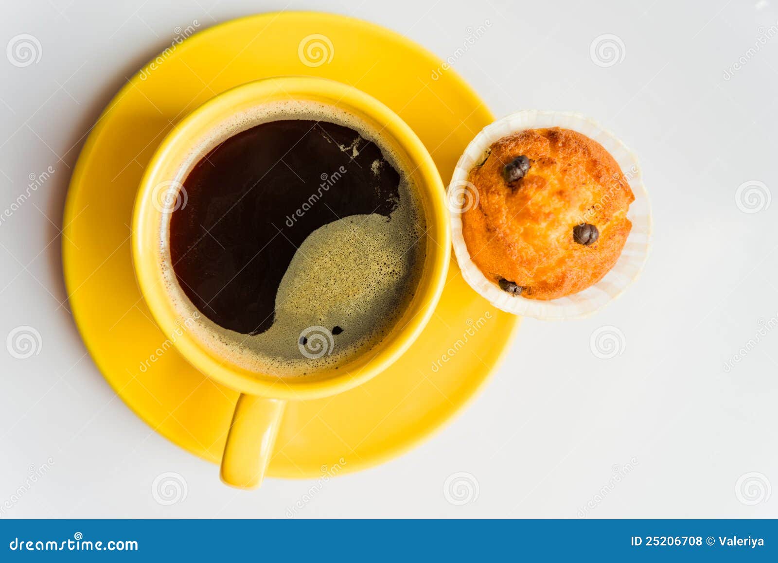 Coffee in an Cup and a Muffin Stock Photo Image of saucer, tasty