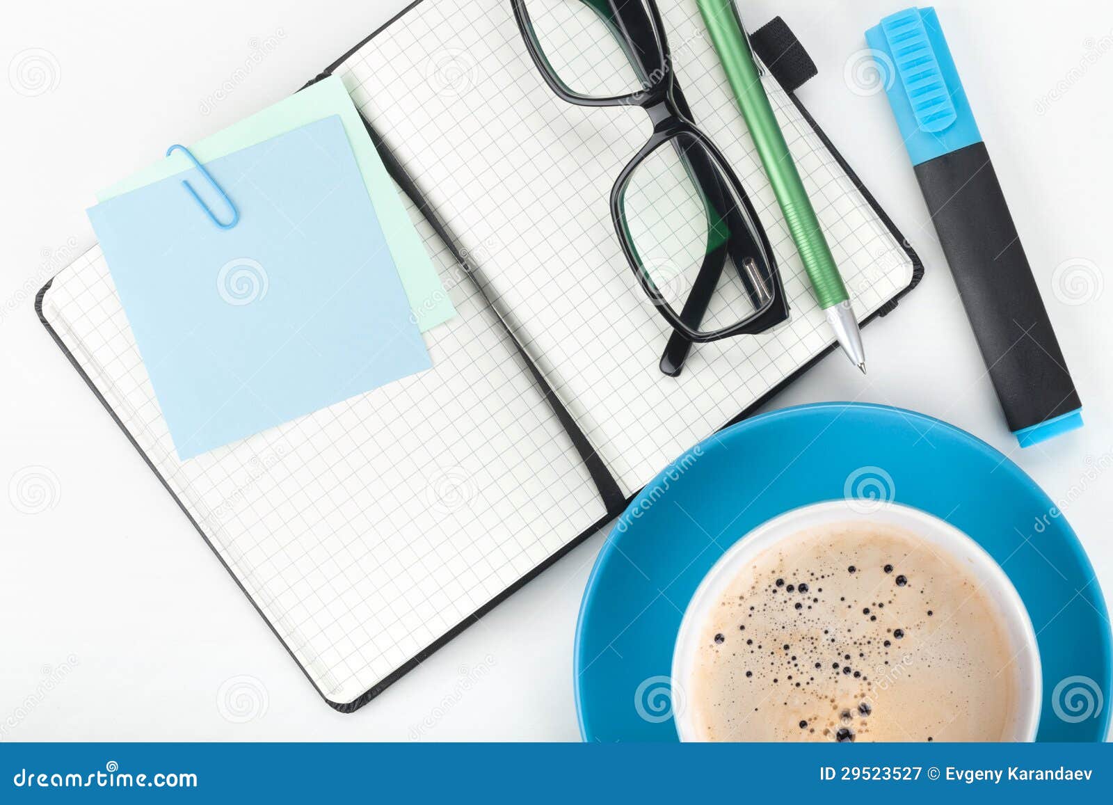Coffee Cup and Office Supplies Stock Image Image of note, finance
