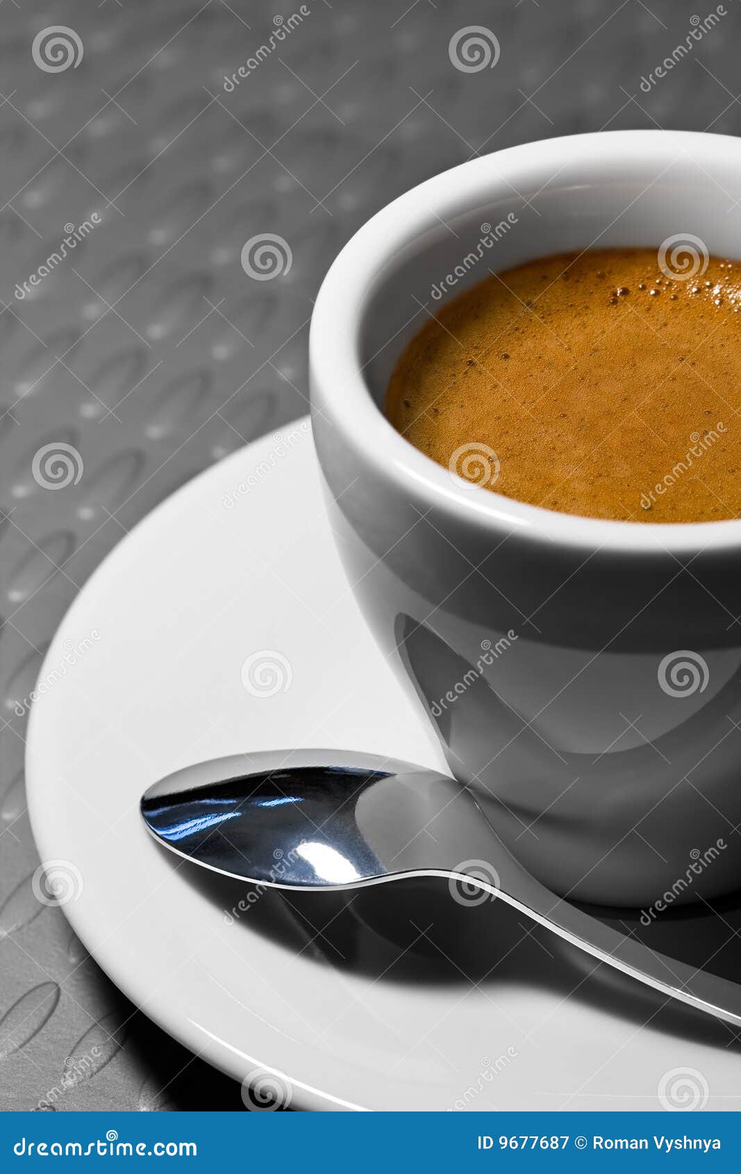 Coffee Cup On A Saucer With Spoon Stock Image Image of gray, brown 9677687