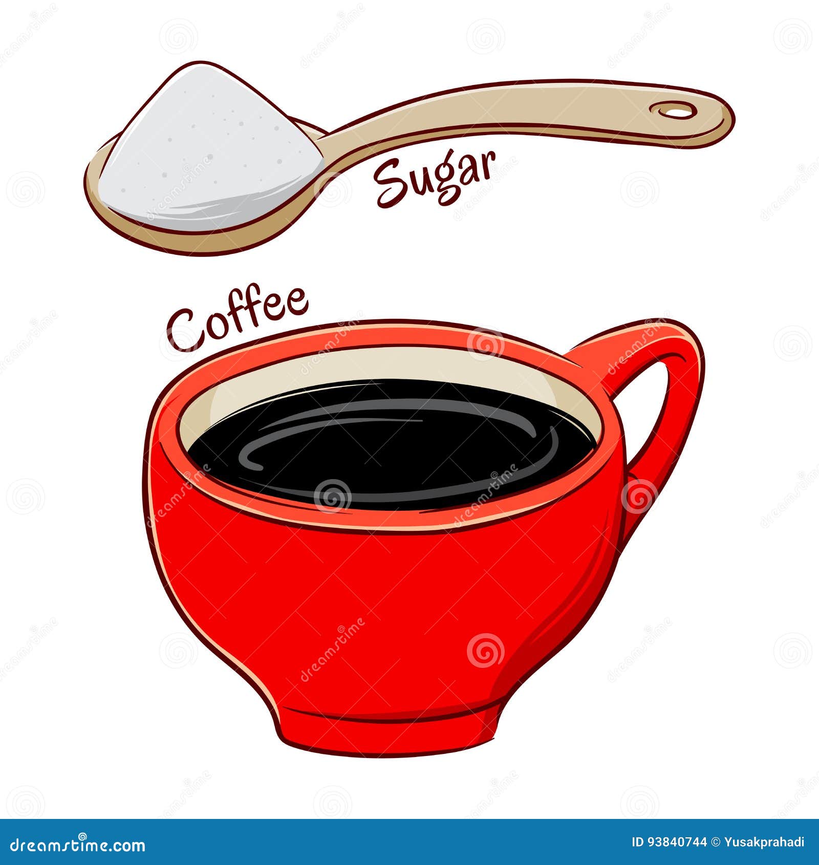 Coffee Cup and Spoon Full of Sugar Stock Vector Illustration of drink