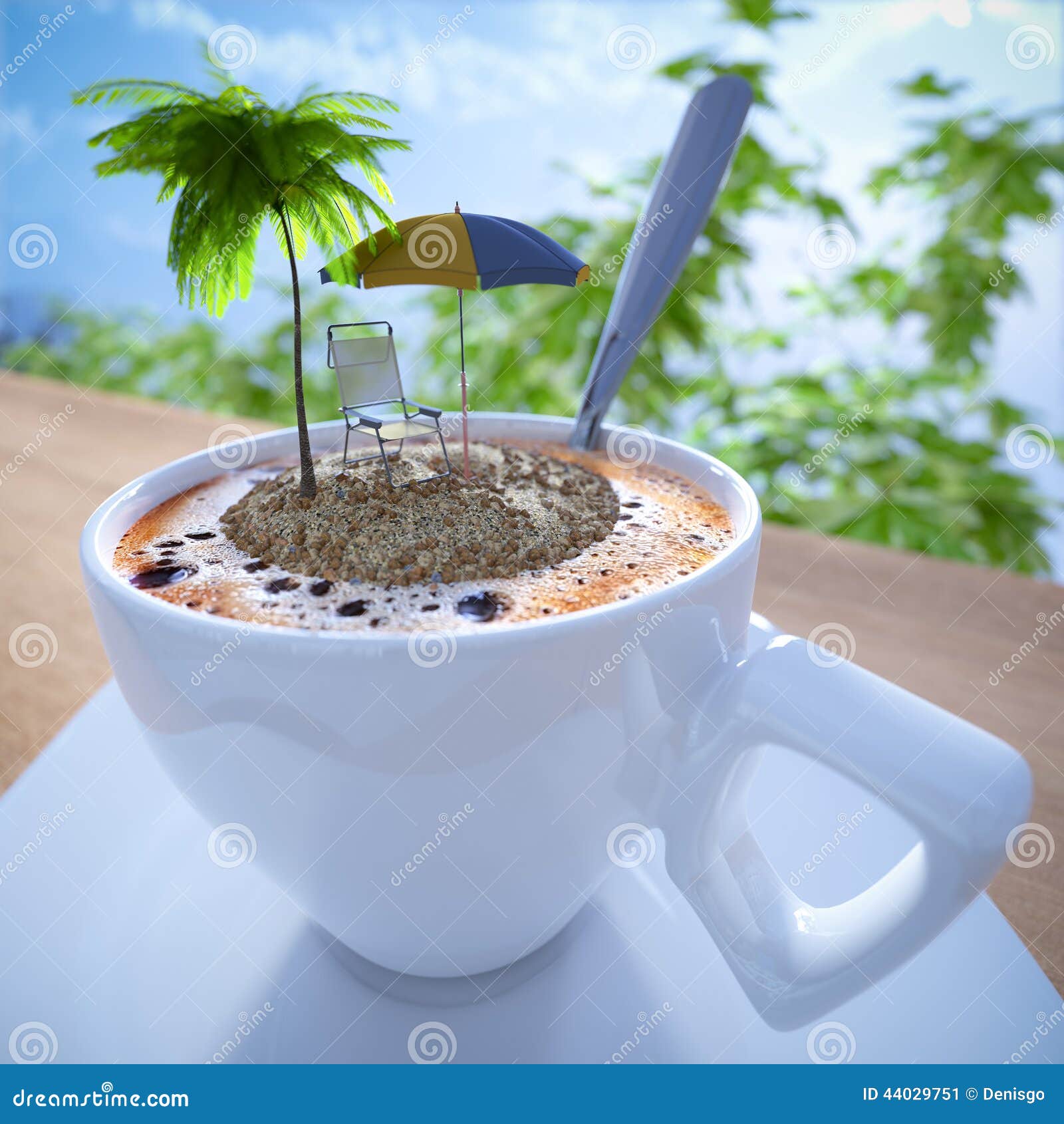 Coffee Cup Vacation Relaxing Concept Composition Stock Photo Image