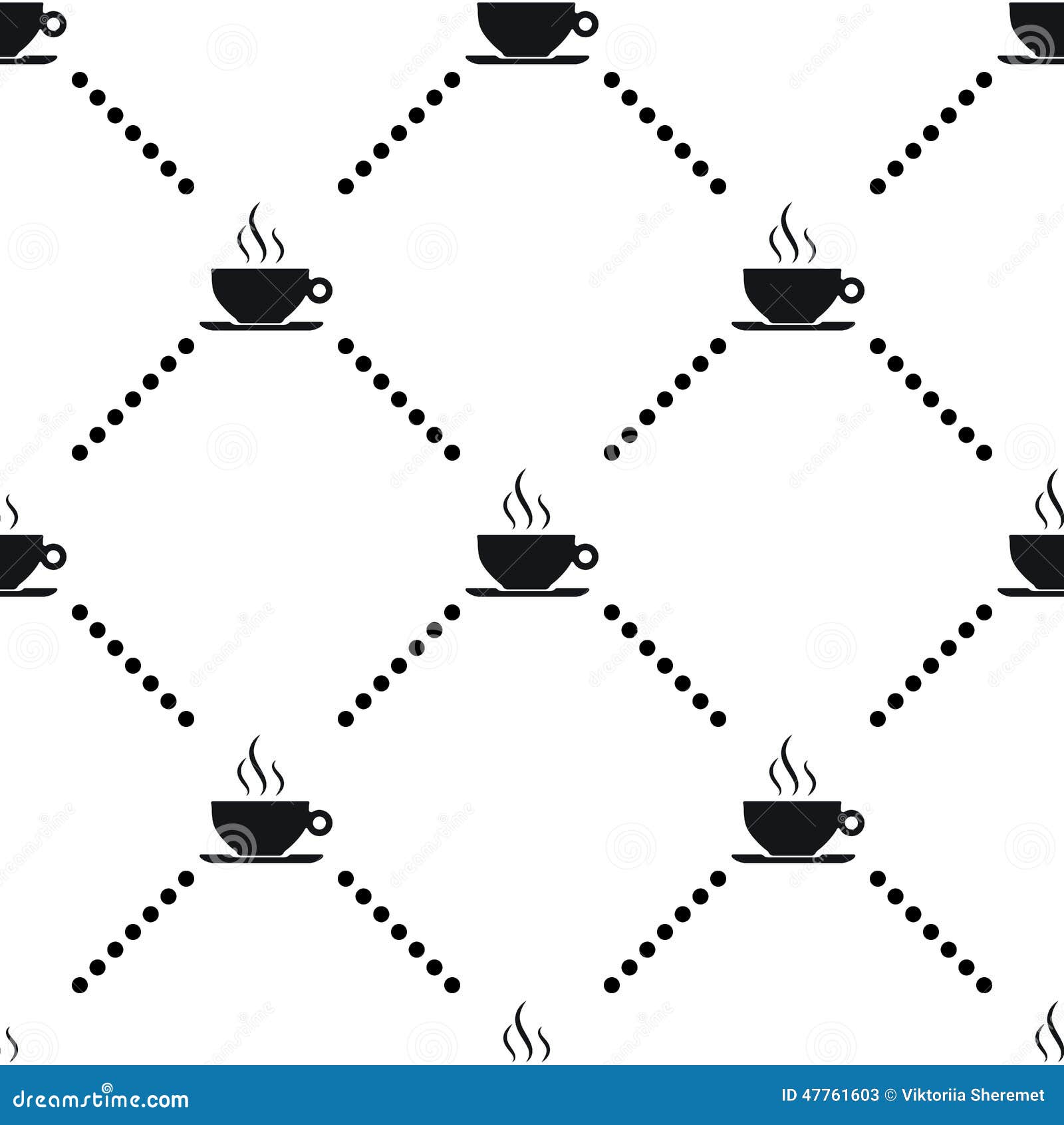 Coffee Cup Vector Seamless Pattern Background