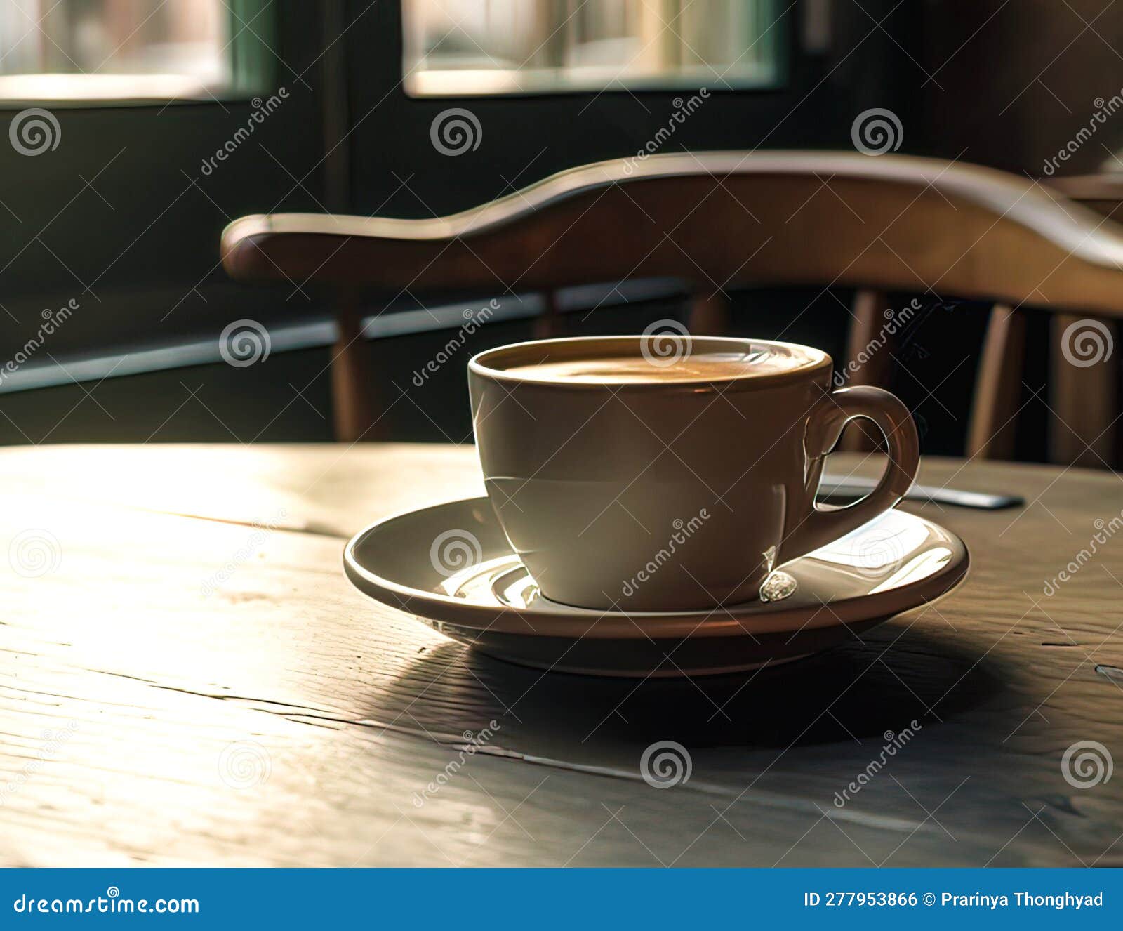Coffee Cup on Wooden Table in Coffee Shop Stock Photo Image of
