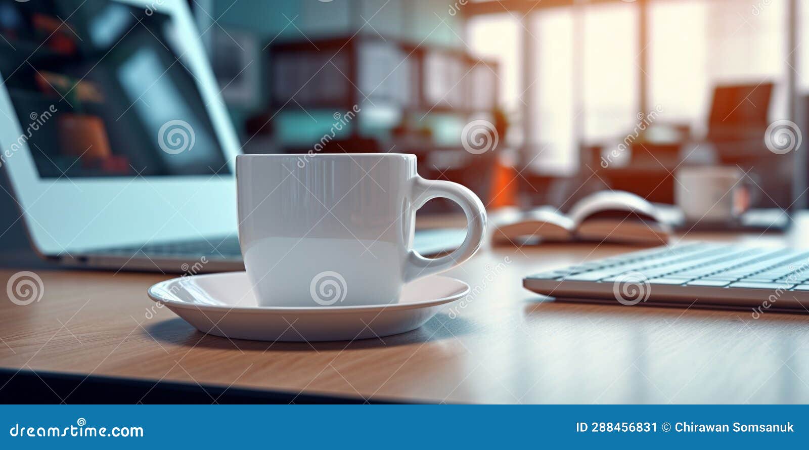 Coffee cup on work space stock illustration. Illustration of employee