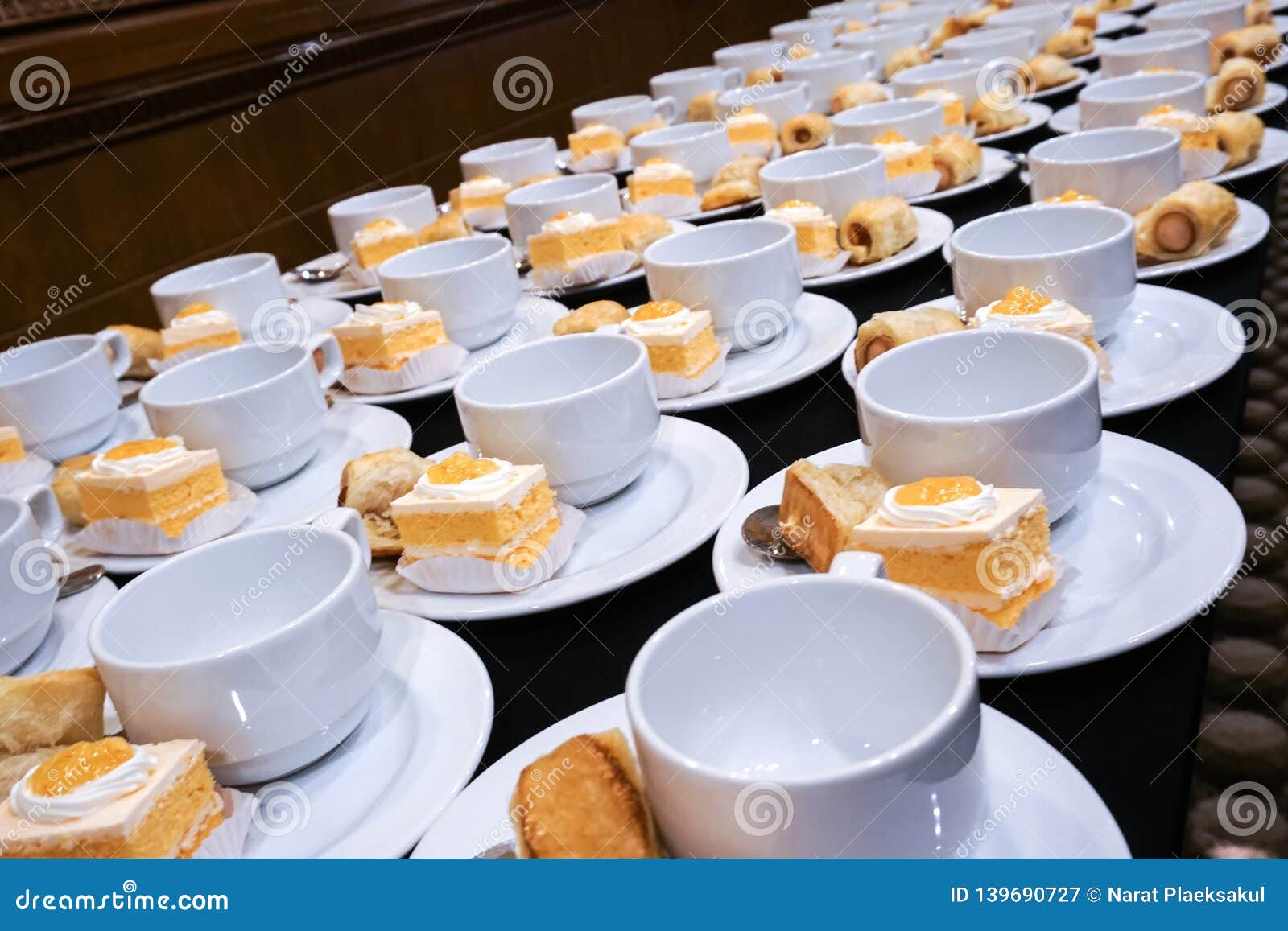 Coffee Cups and Bakery Catering. Stock Image Image of breakfast, food