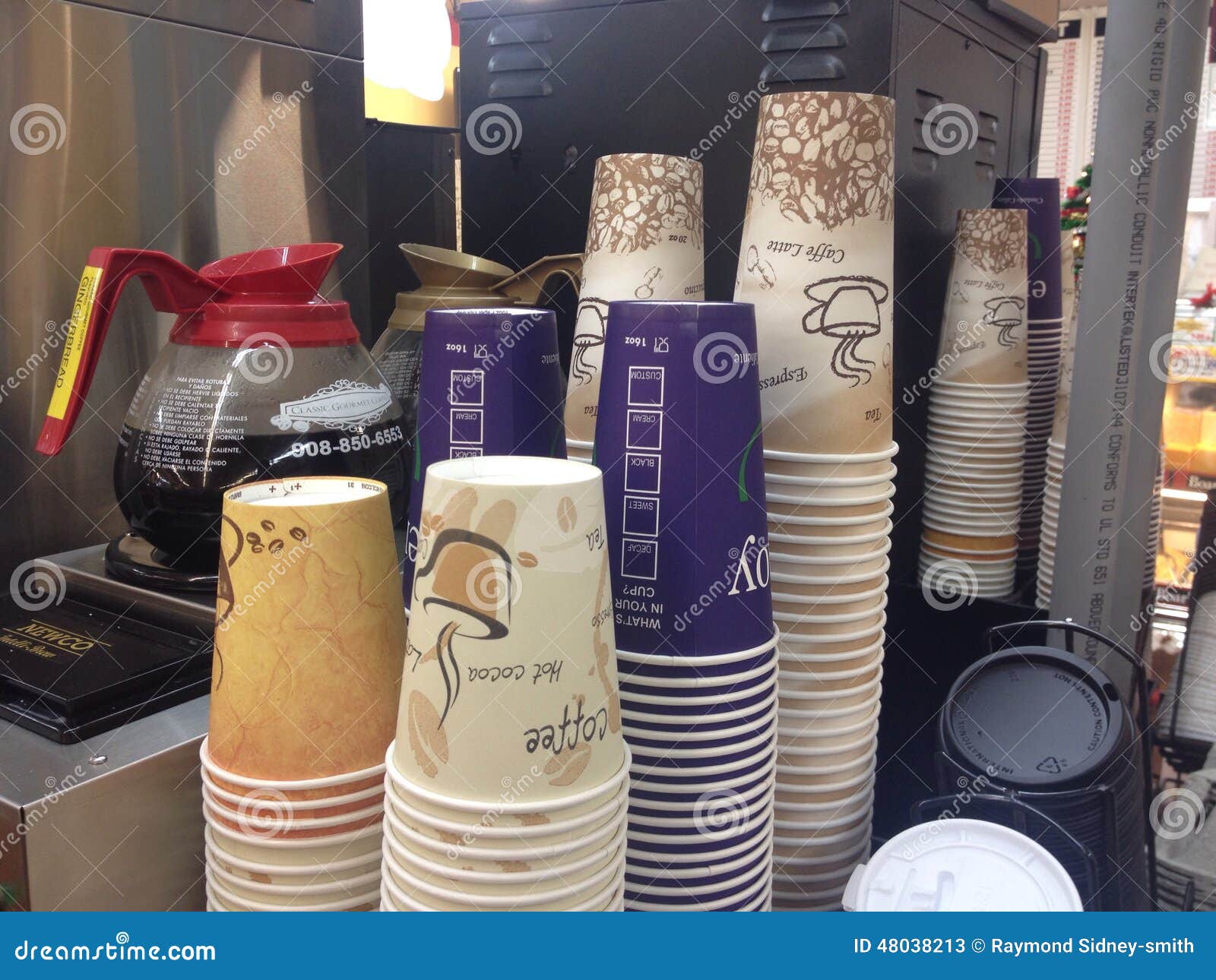 Coffee cups in a deli editorial stock photo. Image of coffee 48038213