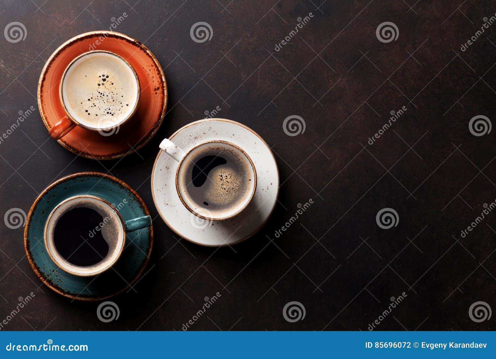 Coffee Cups on Old Kitchen Table Stock Photo Image of beverage, black