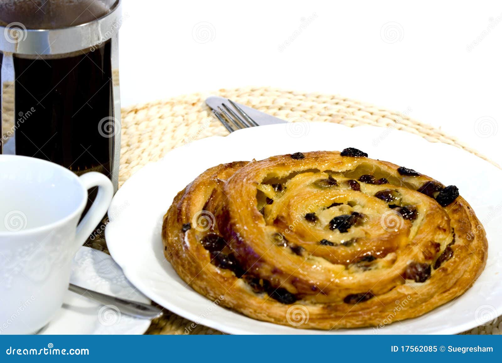 Coffee And Danish Pastry On White Ground Royalty Free Stock Photo