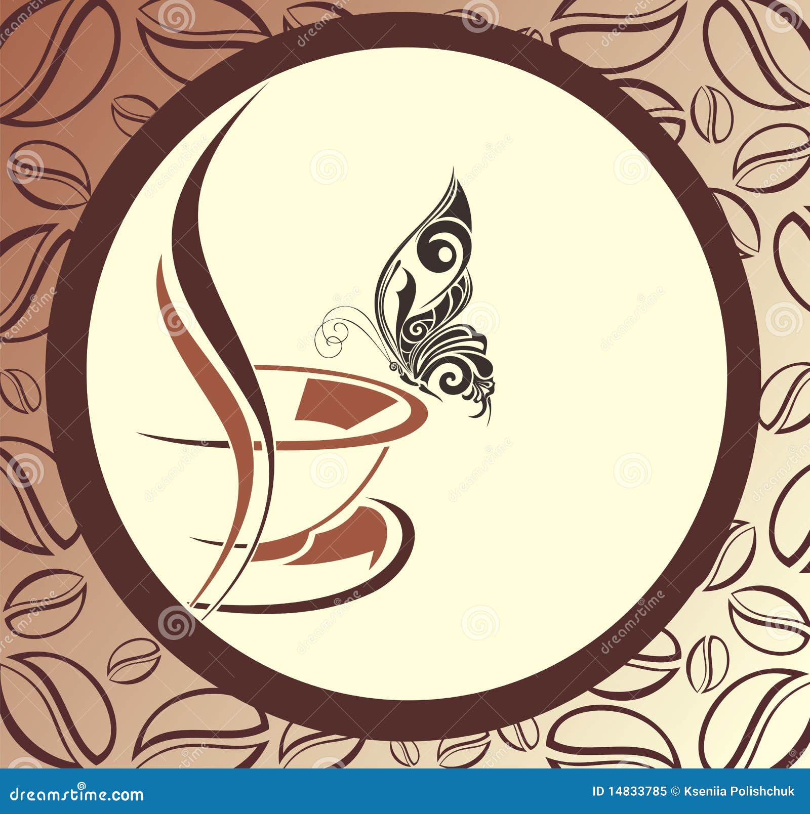 Coffee Design With Beans Frame And Butterfly Royalty Free Stock Photo