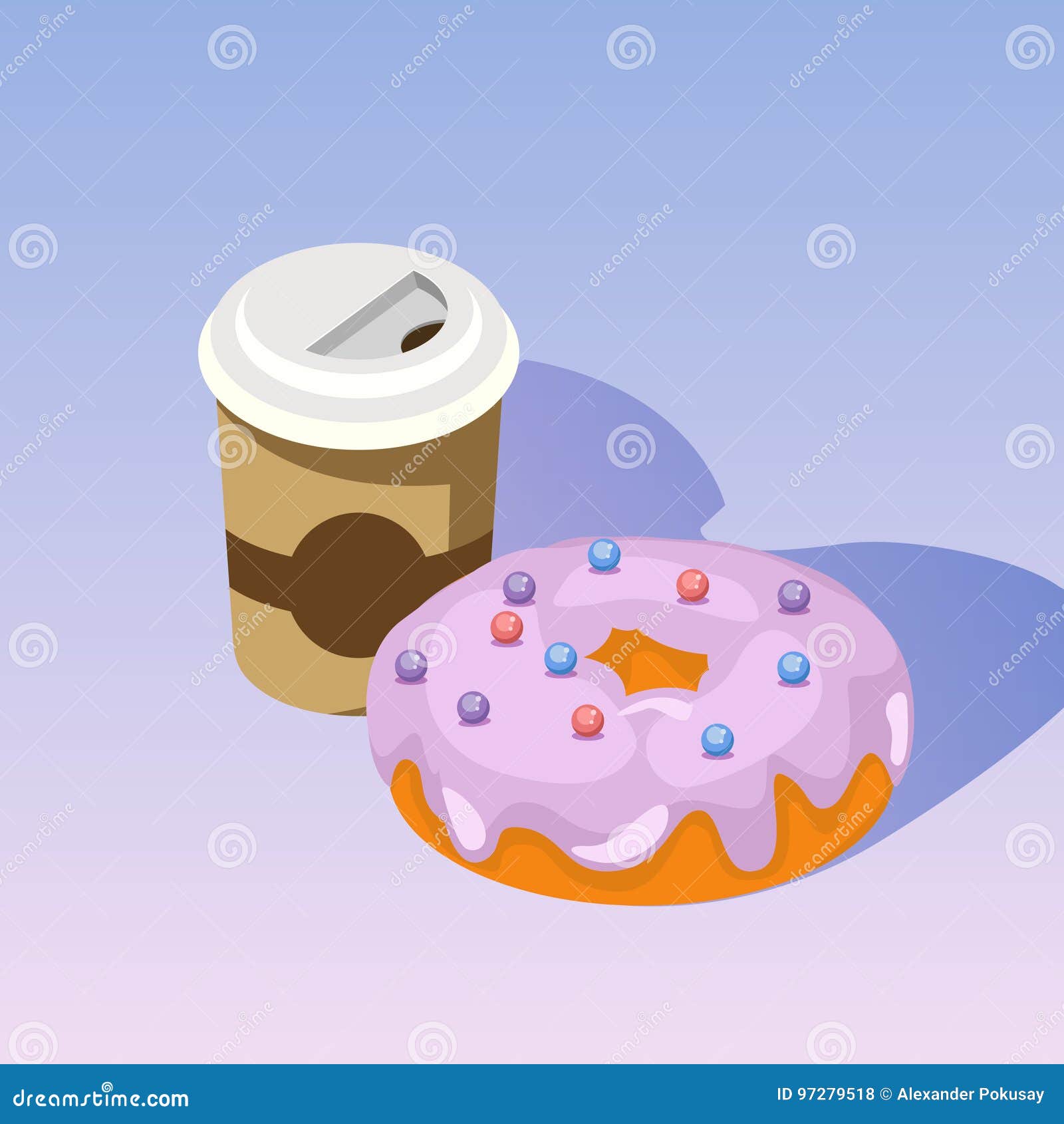 Coffee and Donut Isometric Vector Illustration Stock Vector Illustration of tasty, abstract