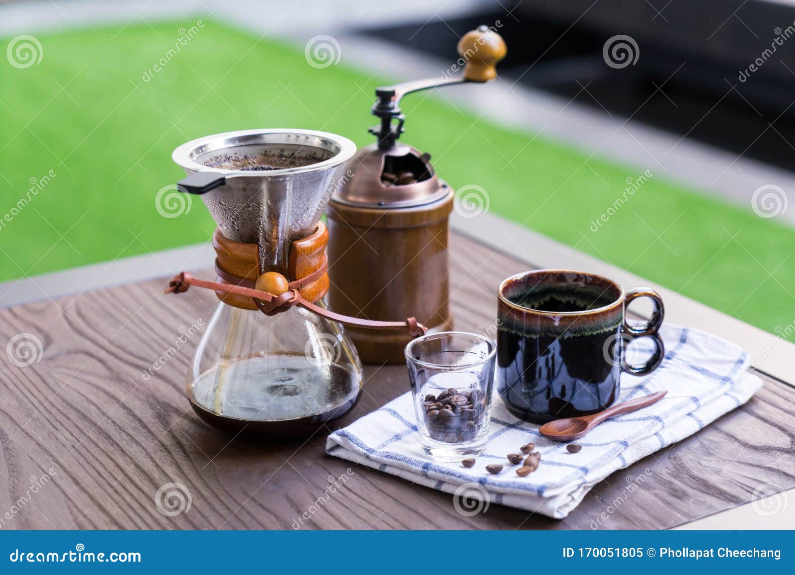 Coffee Drip Equipment Set on Wooden Table Stock Image Image of filter