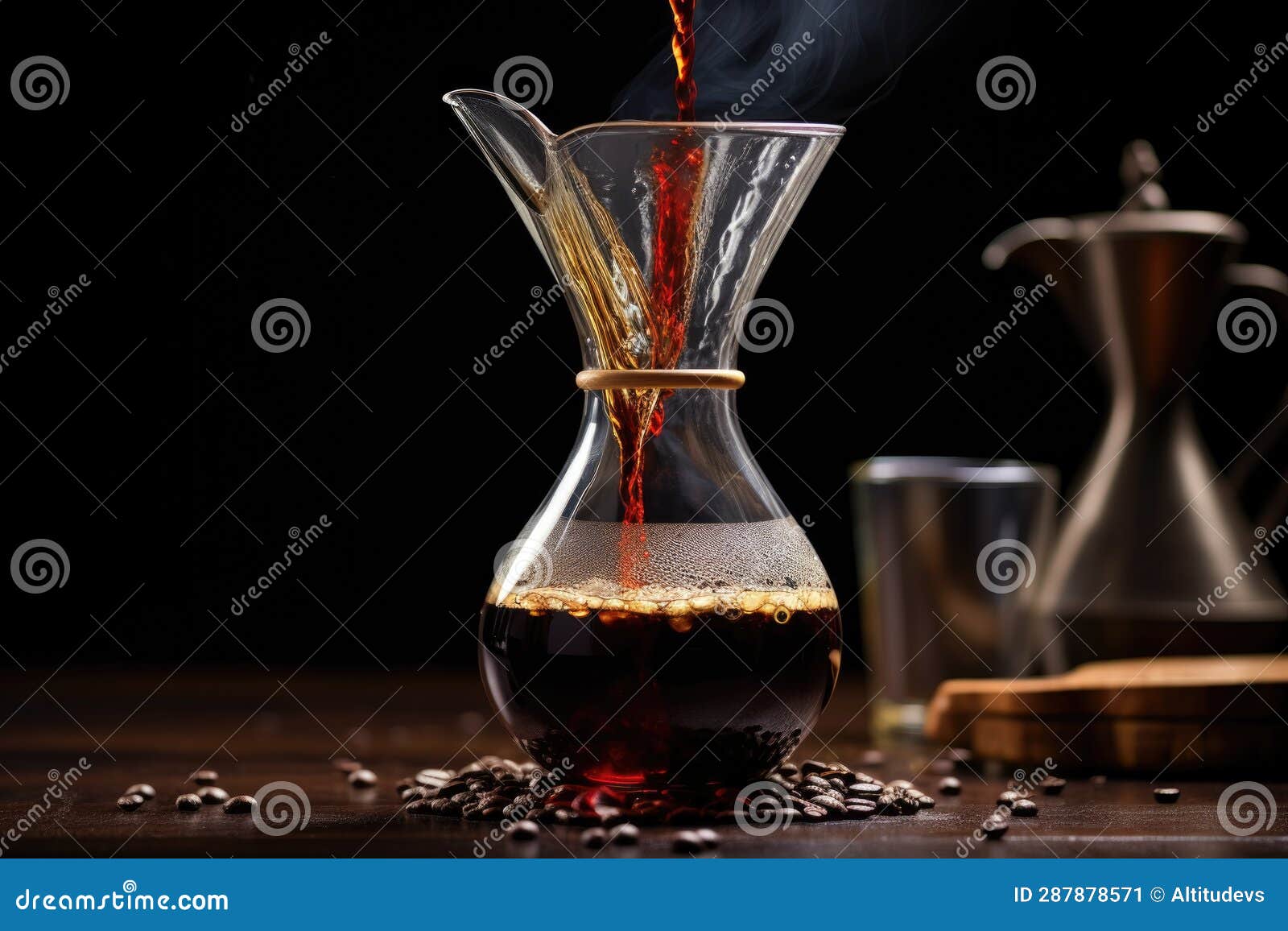 Coffee Drips into a Glass Carafe from a Pourover Stock Image Image