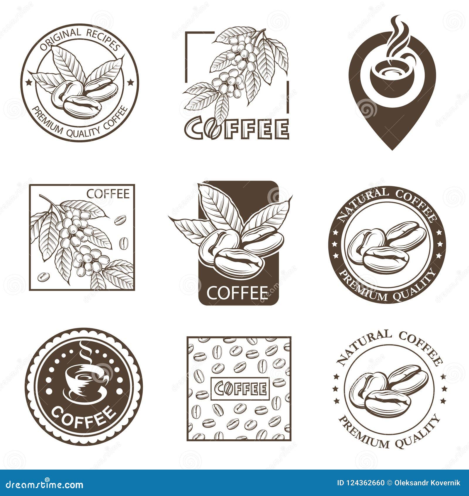 Coffee elements set stock vector. Illustration of heat 124362660