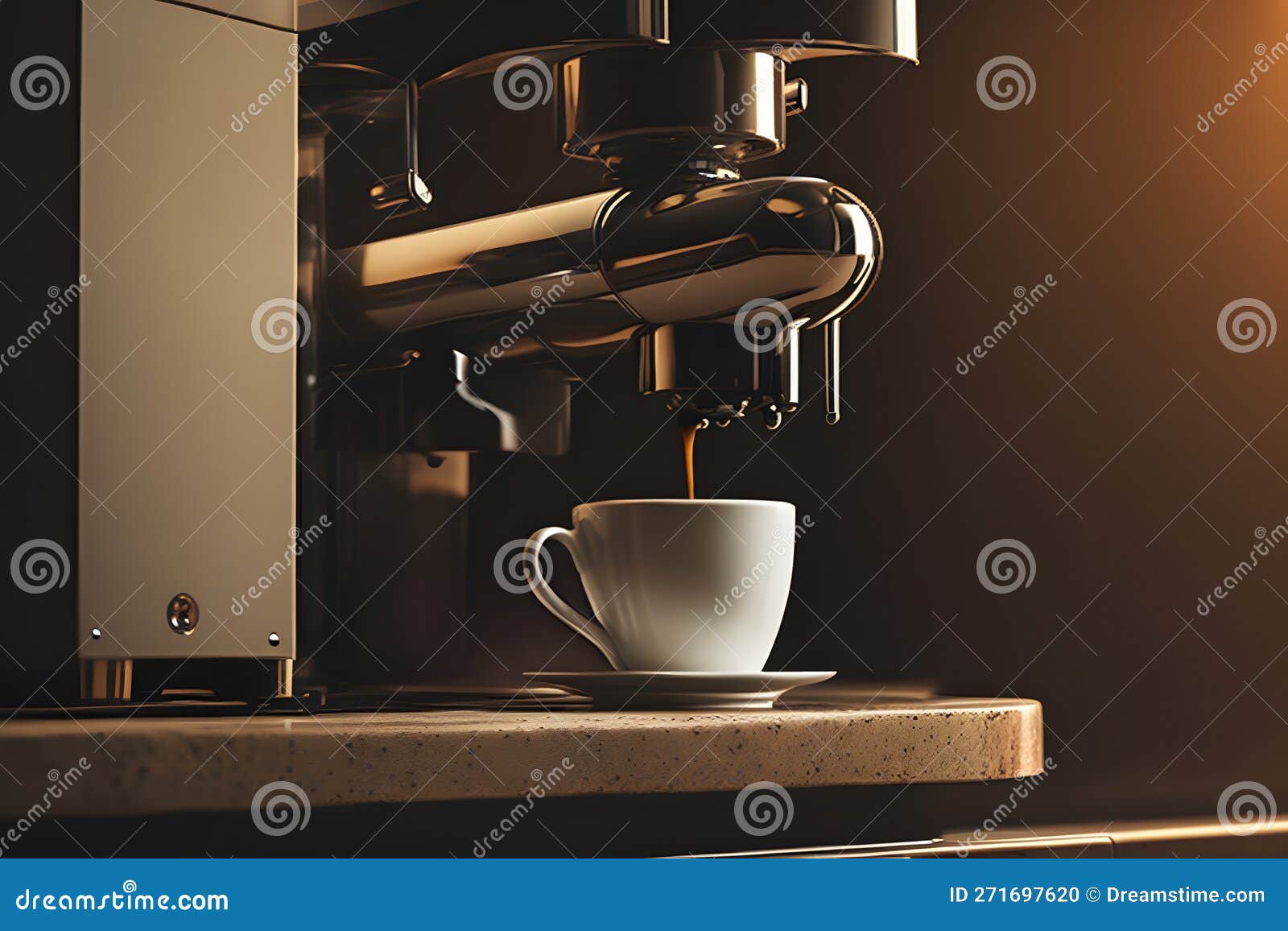 Coffee Extraction from Professional Coffee Machine. Generative AI Stock