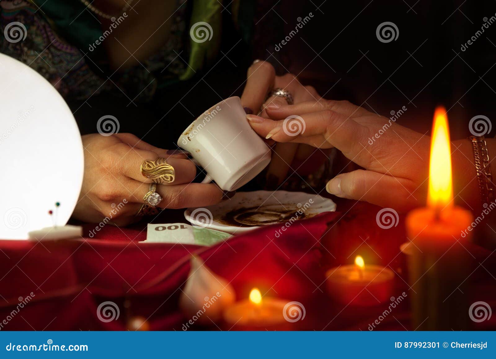 Coffee Fortune Telling by Old Gypsy Fortune Teller Stock Image Image