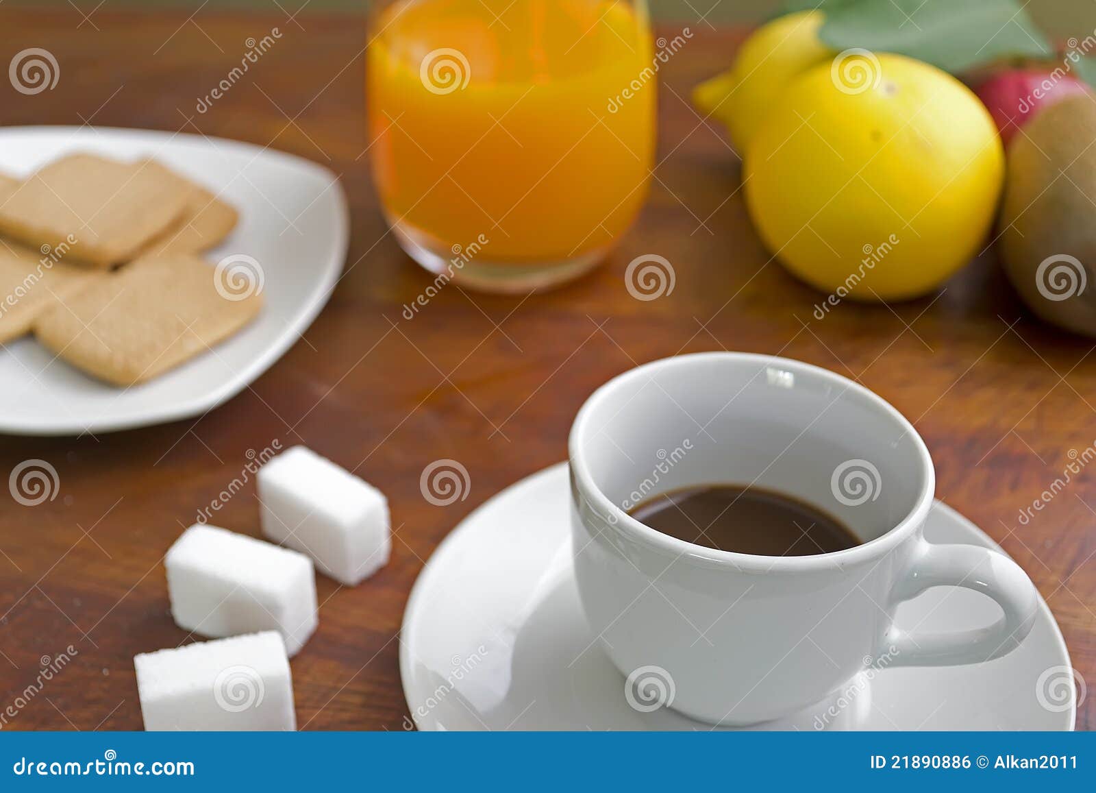 Coffee with Fruits and Cookies Stock Photo Image of breakfast, fruits