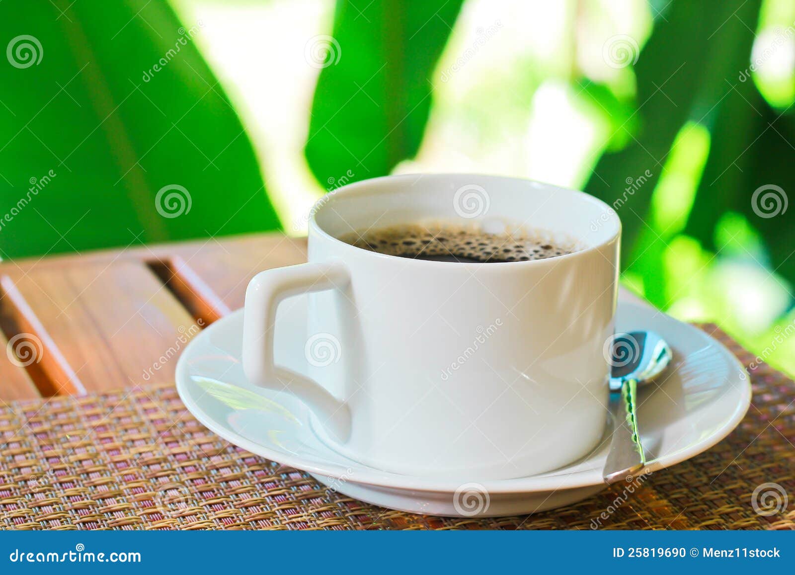 Coffee in the garden stock photo. Image of wooden, break 25819690