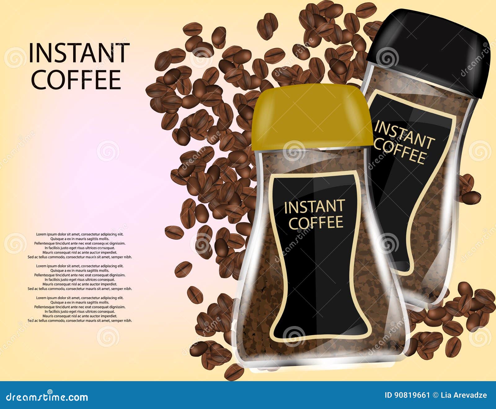 Coffee glass jar instant granules package Vector Image