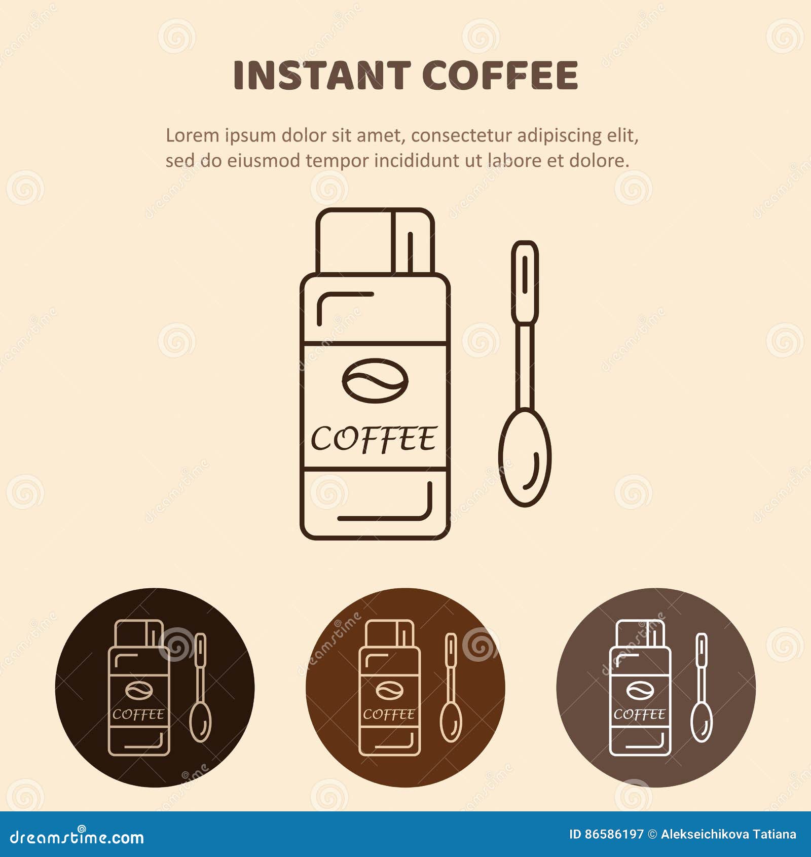 Instant coffee glass jar with isolated icons Vector Image