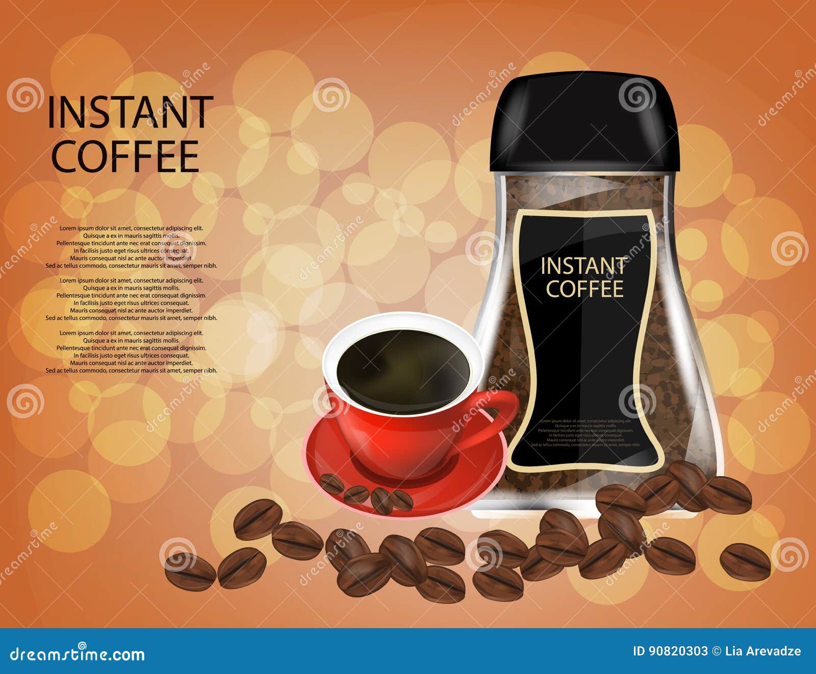 Coffee glass jar instant granules package Vector Image