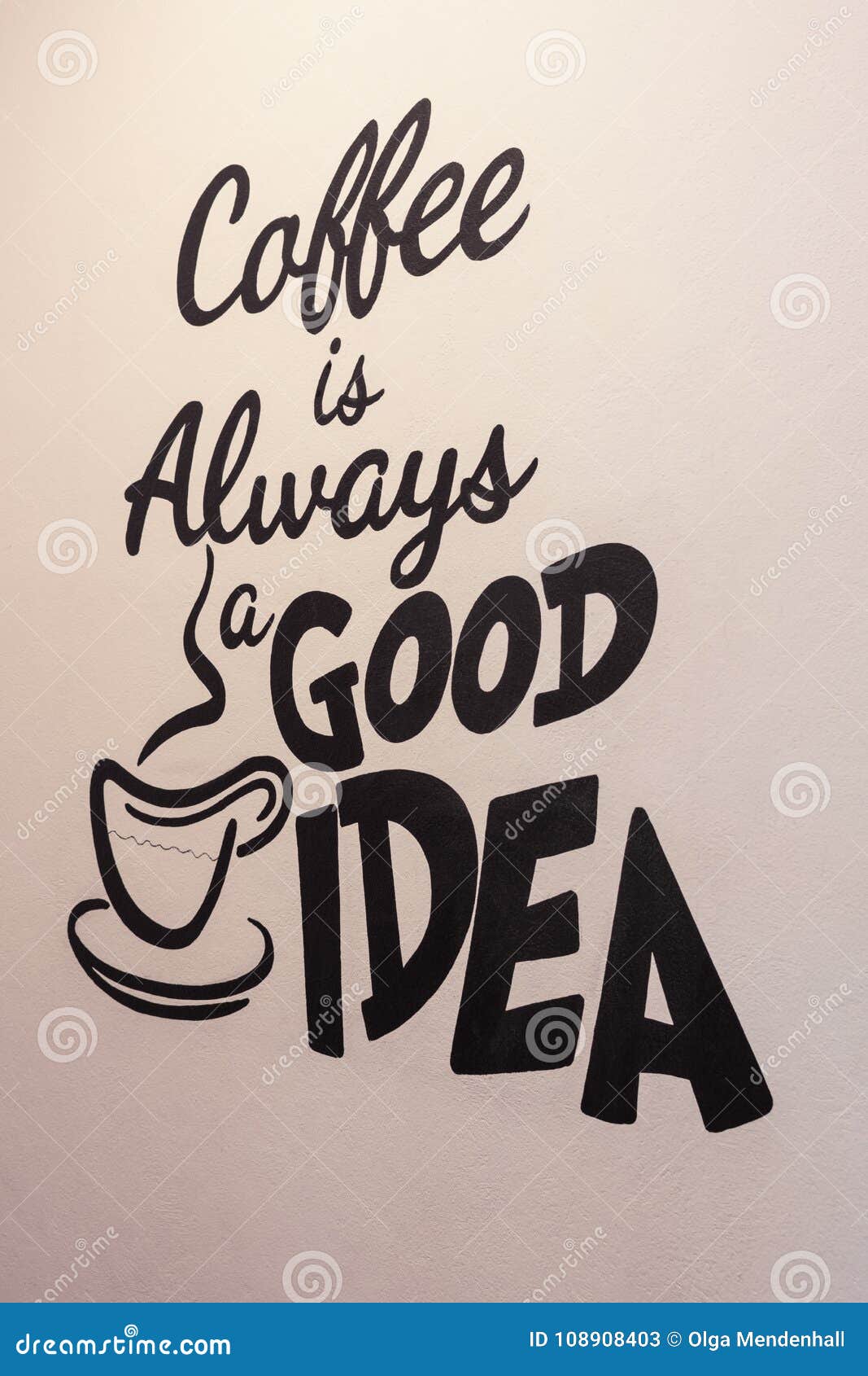 Coffee is always a Good Idea Hand Painted Quote on a Textured Wall