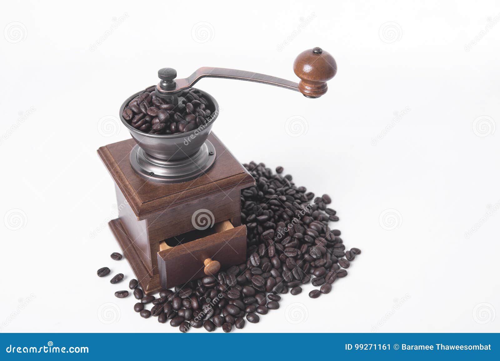 Coffee Grinder with Arabica Coffee Beans on White Stock Image Image