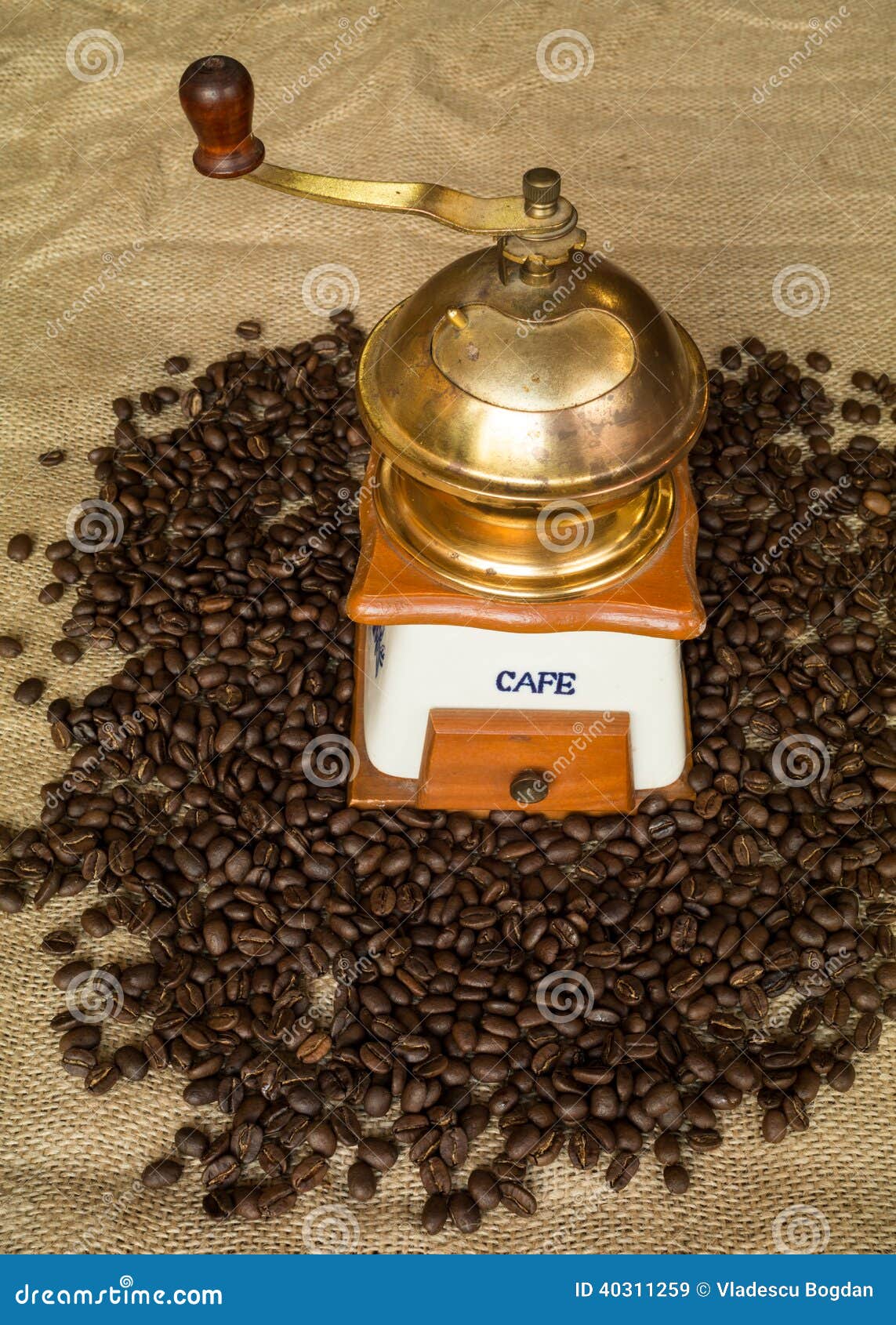 Coffee grinder and beans stock image. Image of coffee 40311259