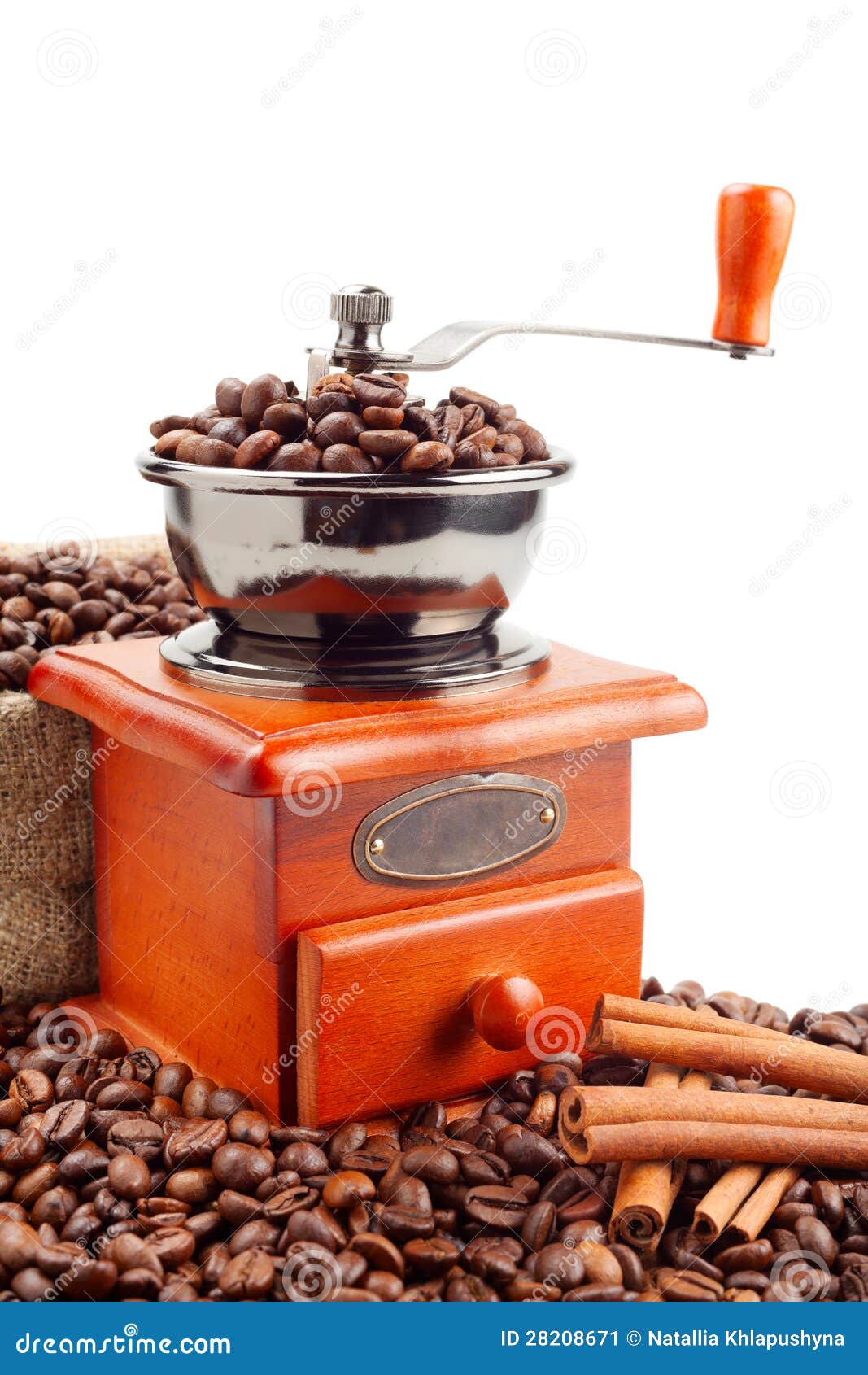 Coffee Grinder with Coffee Beans and Cinnamon Stock Image Image of
