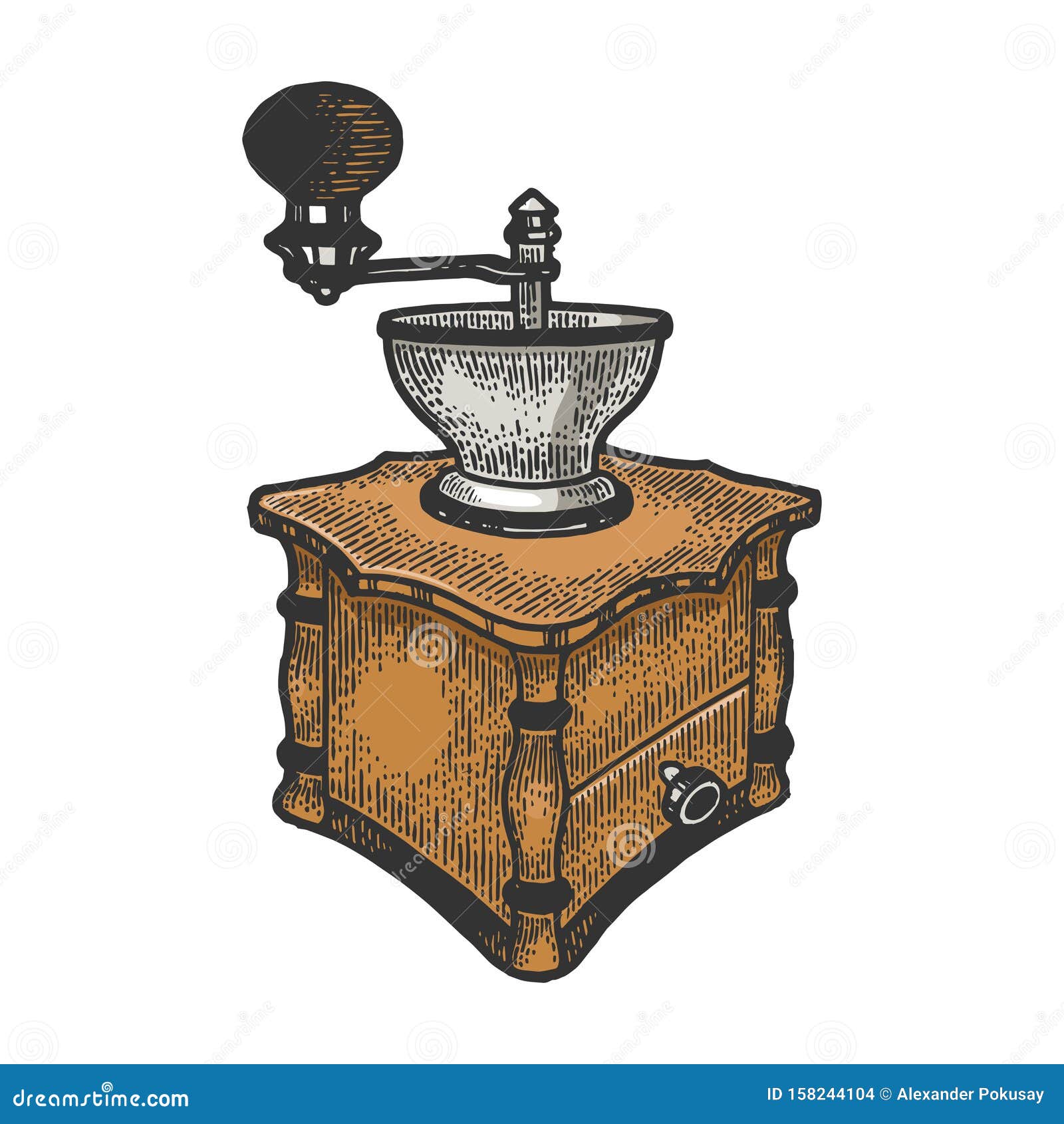 Download Coffee Grinder Color Sketch Vector Illustration Stock ...