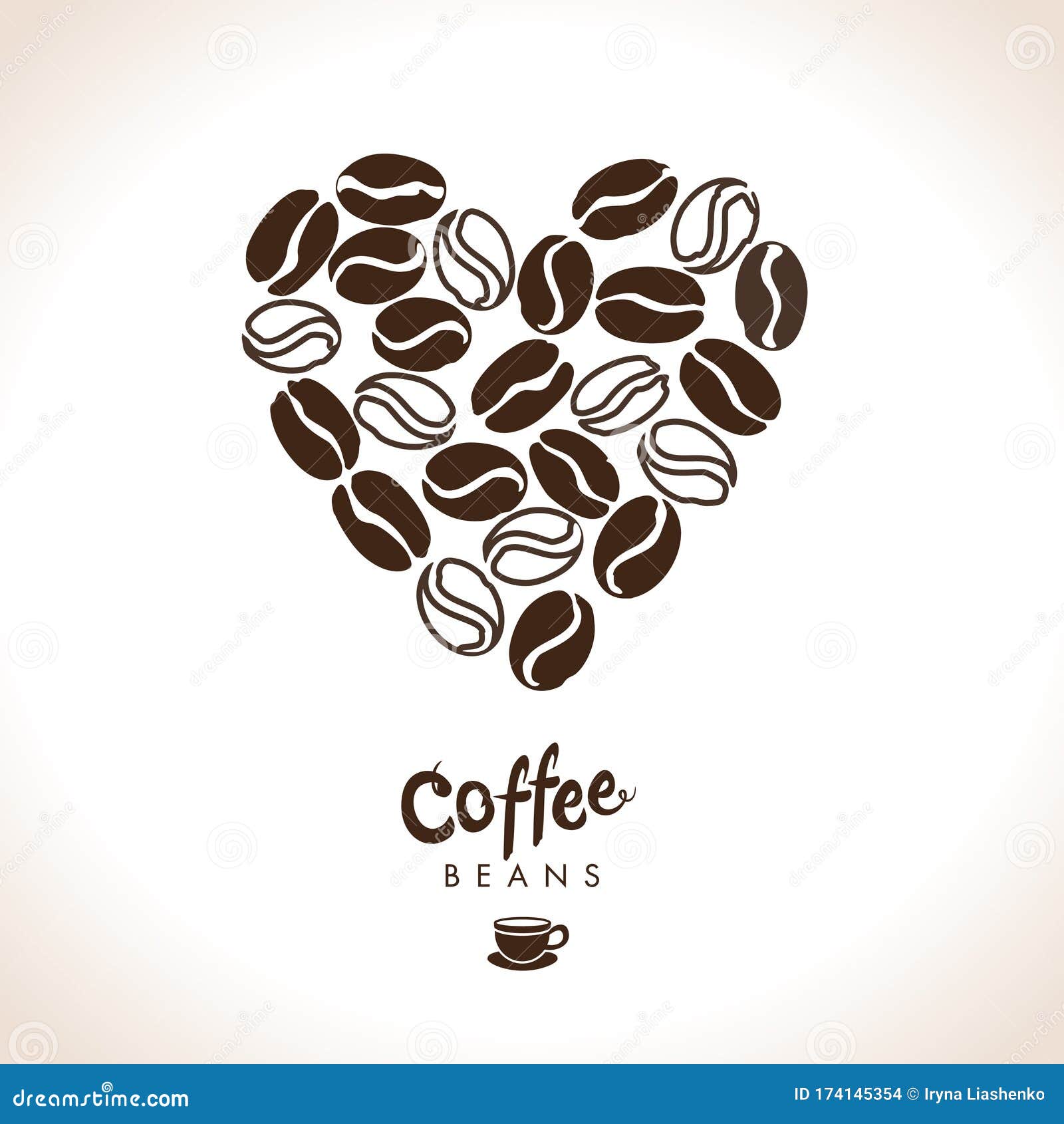 Download Coffee Heart Vector Logo. Coffee Beans Different Degrees Of Coffee Roasting. Stock Illustration ...