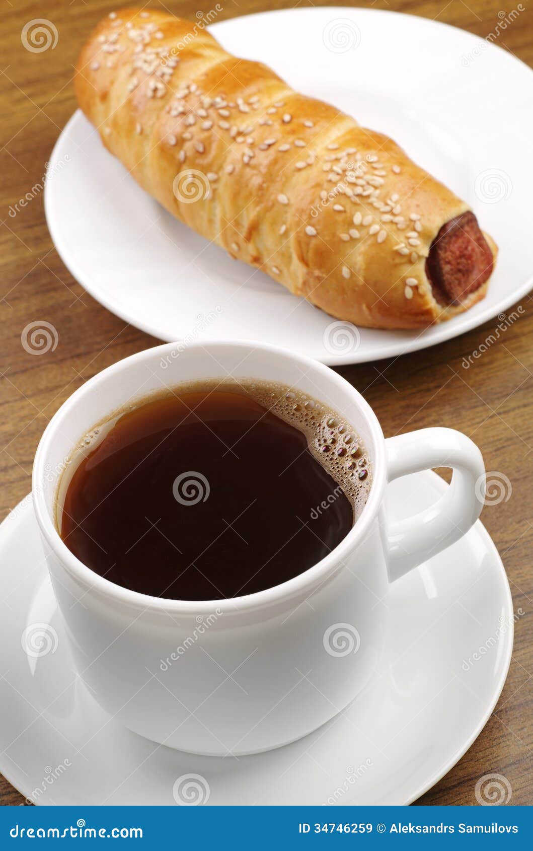 Coffee and hot dog stock image. Image of cafeteria, closeup 34746259