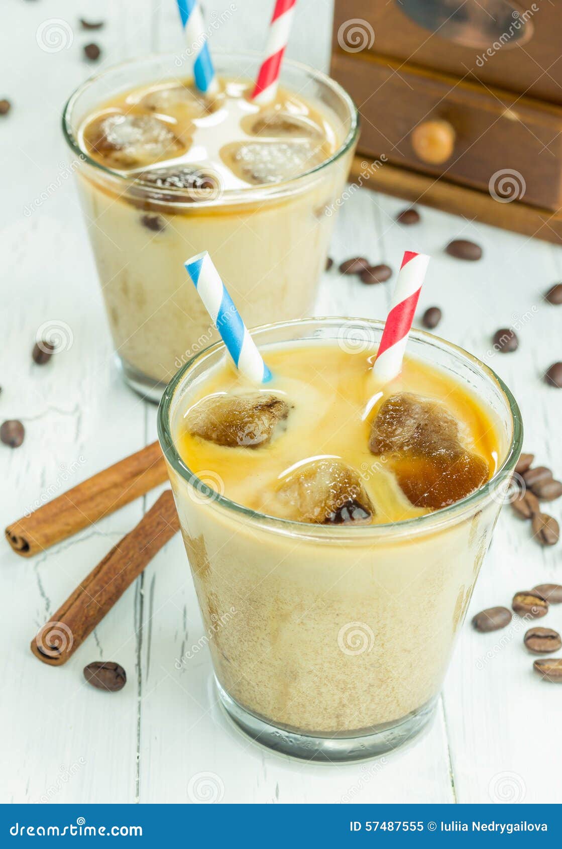 Coffee ice cubes with milk stock image. Image of caffeine 57487555