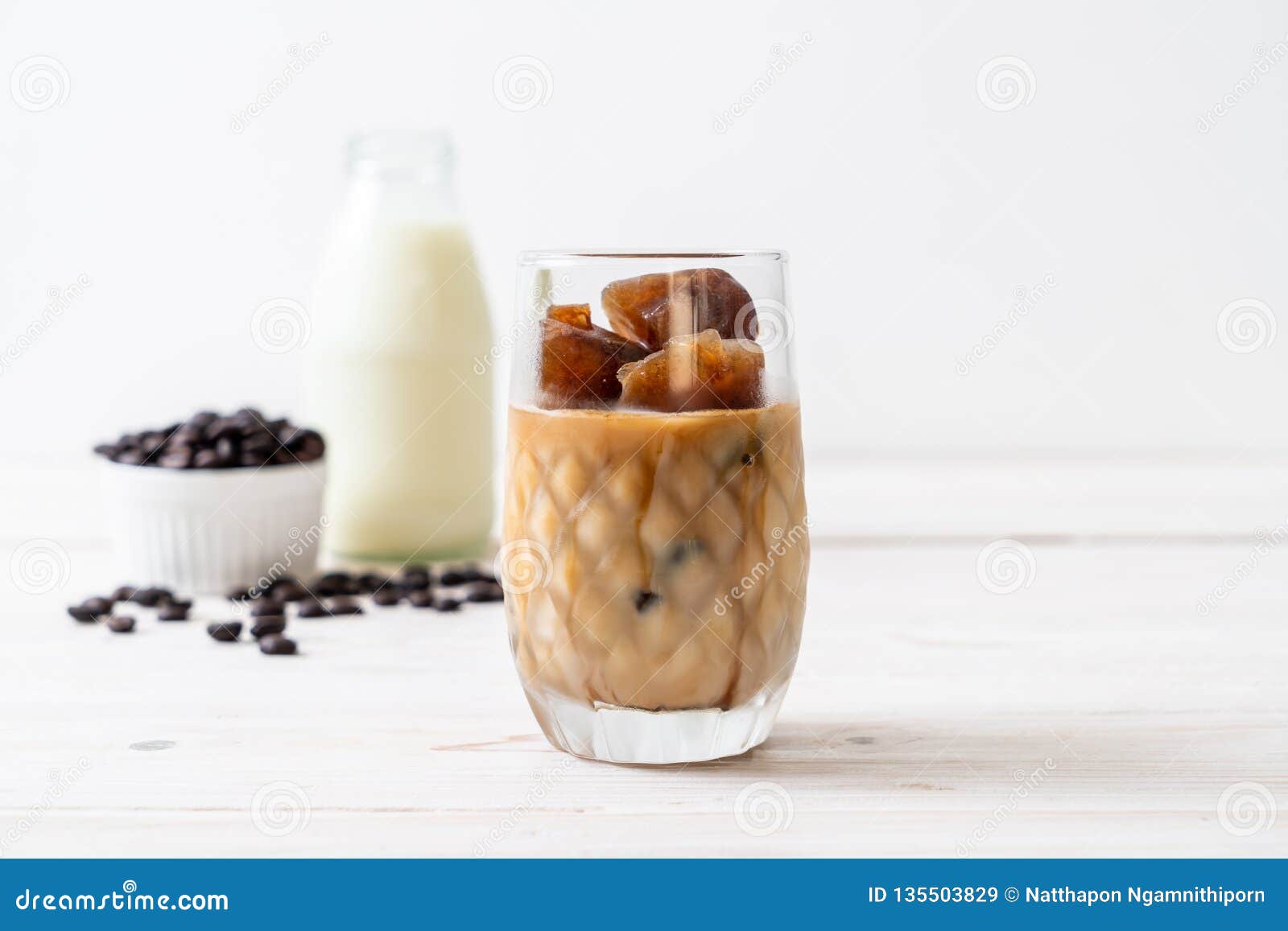 Coffee ice cubes with milk stock image. Image of sweet 135503829