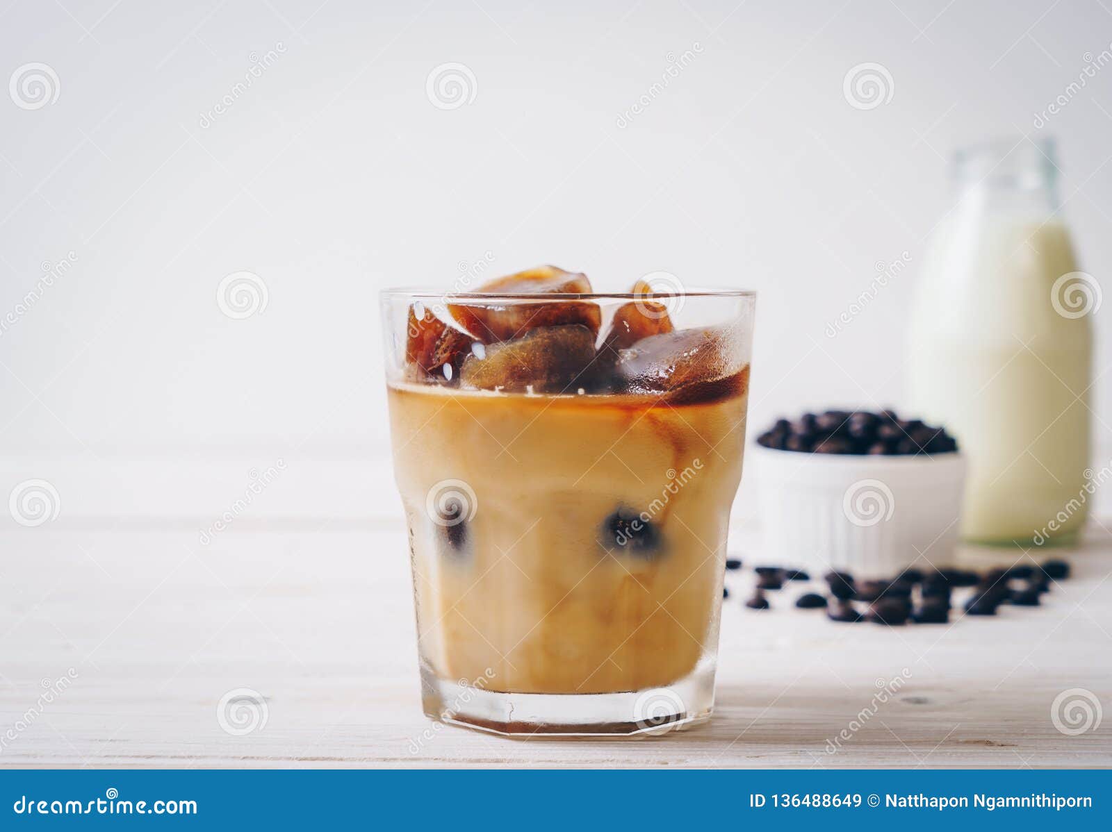 Coffee ice cubes with milk stock image. Image of delicious 136488649