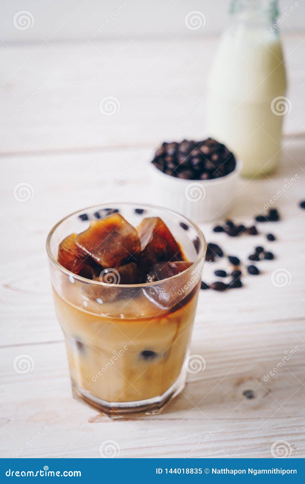 Coffee ice cubes with milk stock image. Image of summer 144018835
