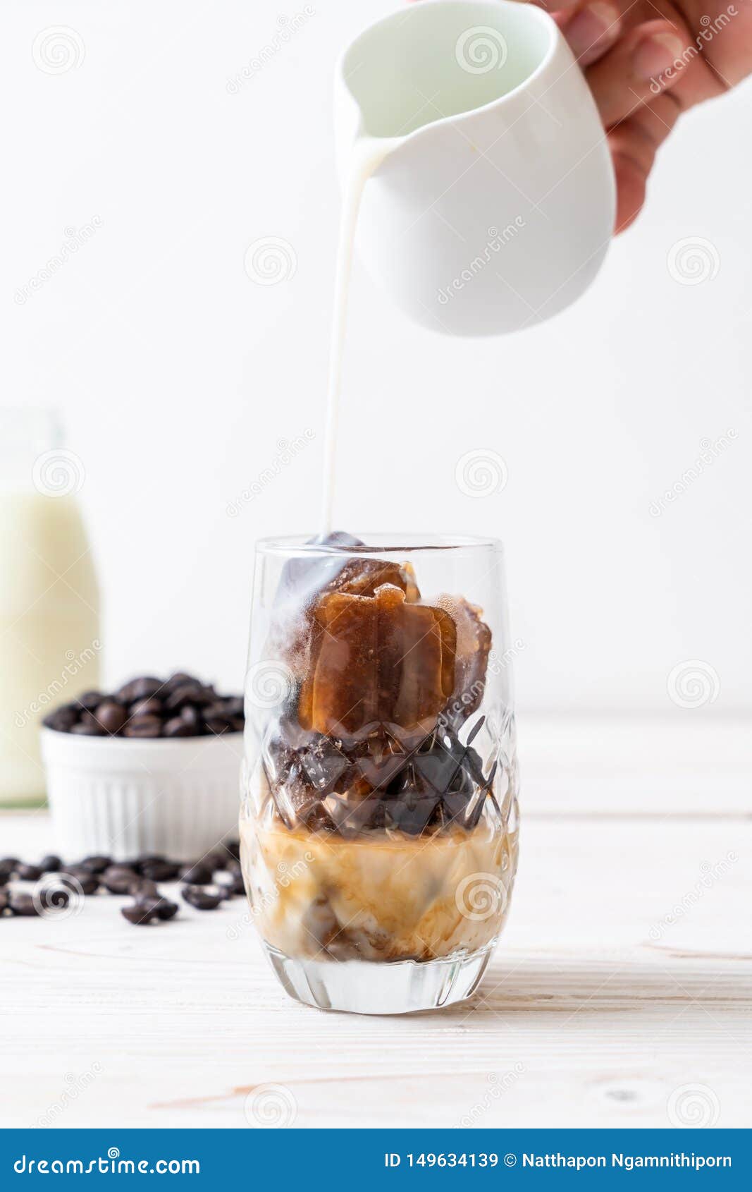 Coffee ice cubes with milk stock image. Image of background 149634139