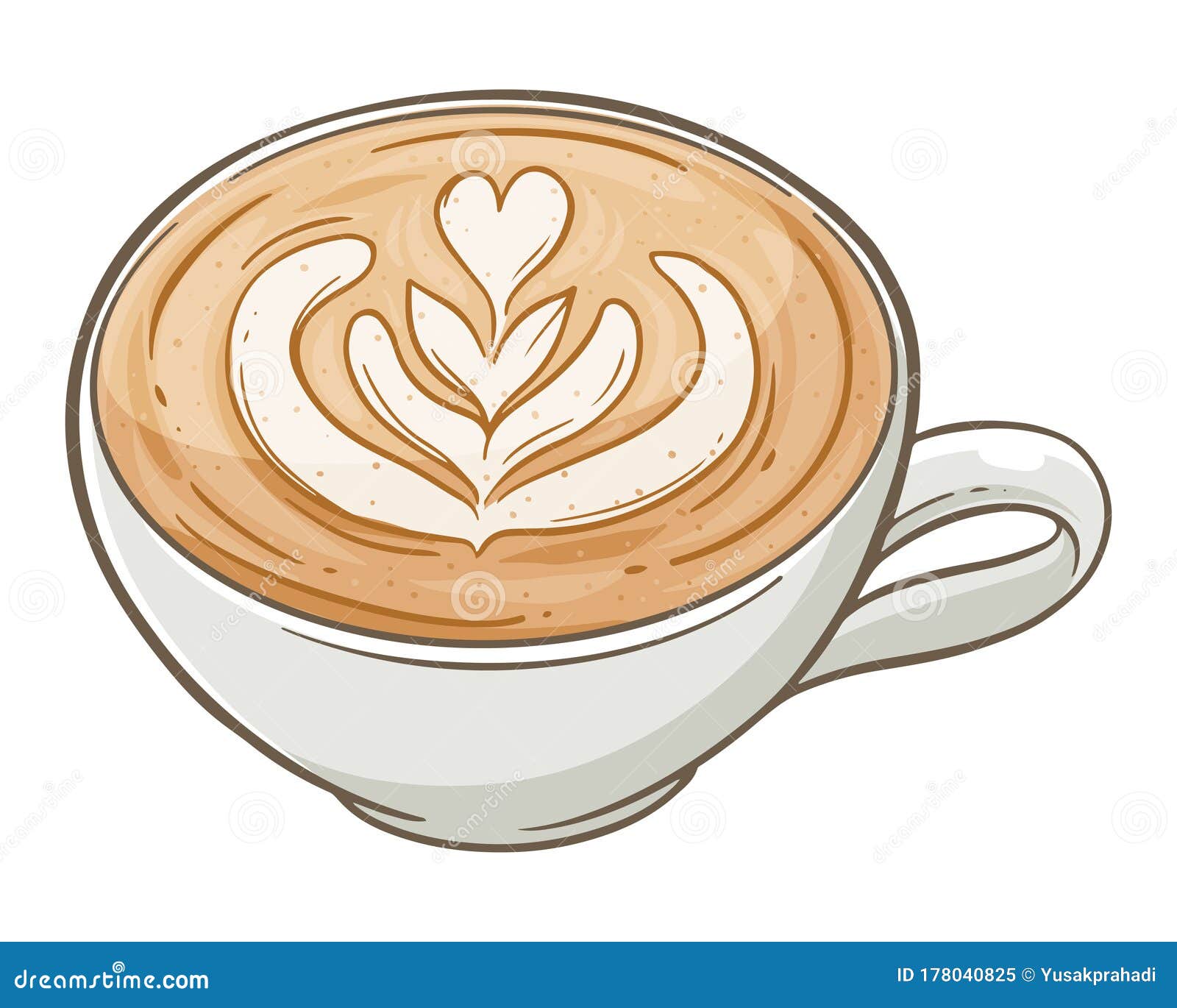 Coffee Latte Art In A Cup Cartoon Vector | CartoonDealer.com #178040825