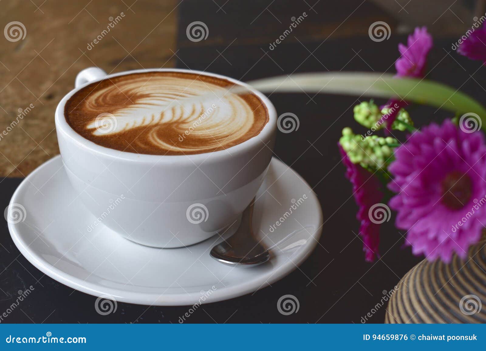 Coffee latte art stock photo. Image of flower, coffeeart 94659876