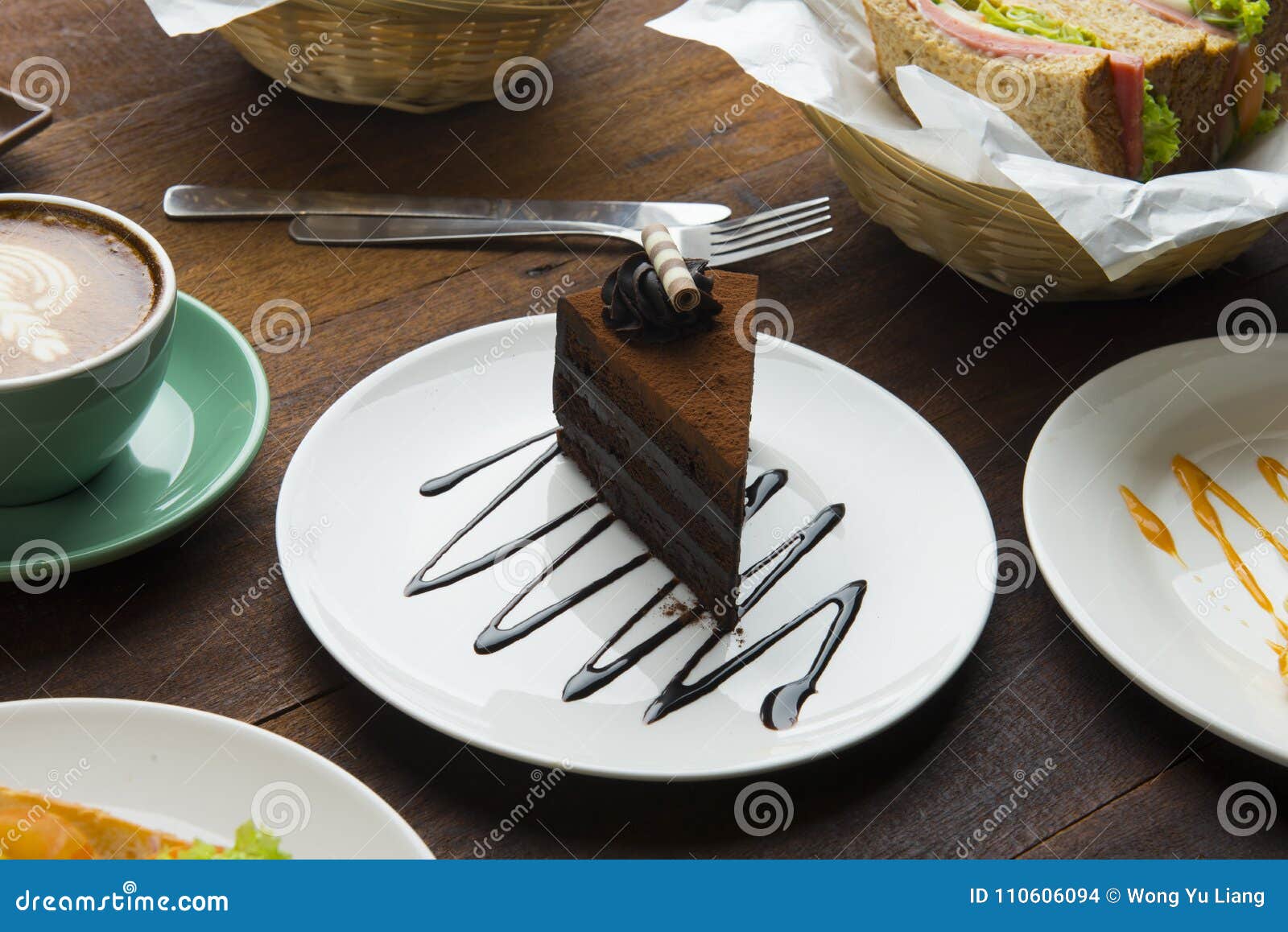 Coffee , latte and cakes stock photo. Image of cinnamon 110606094