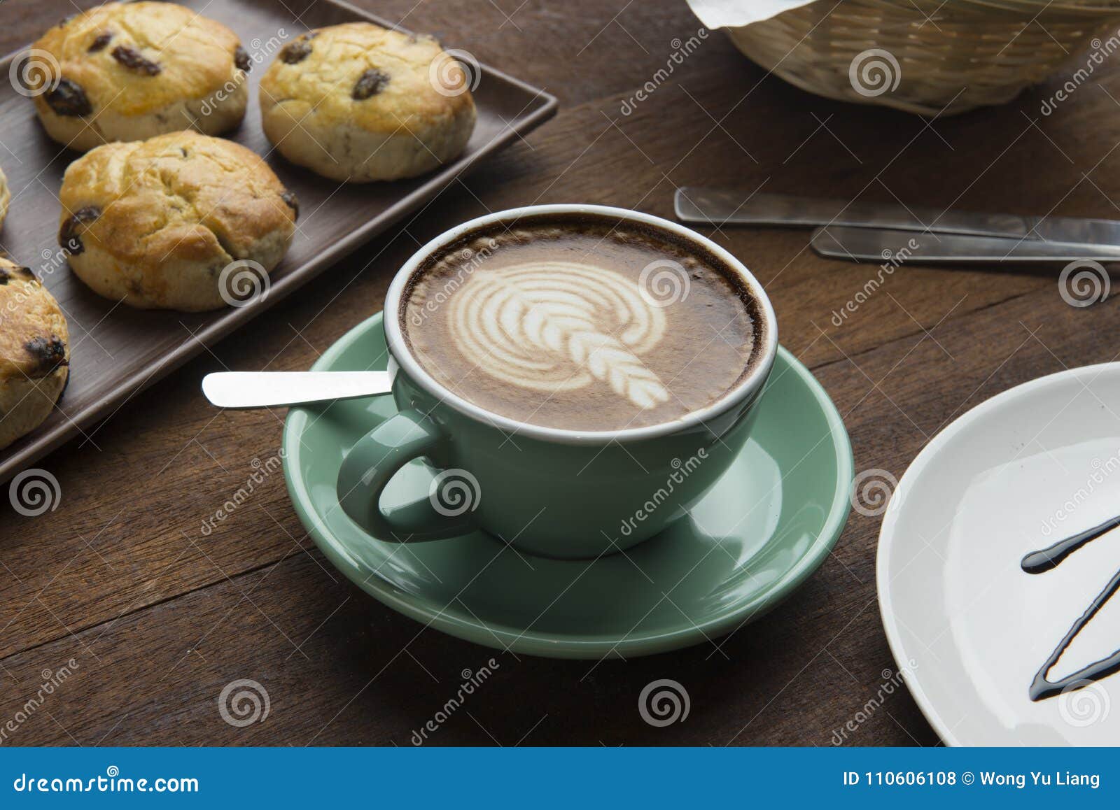 Coffee , latte and cakes stock photo. Image of afternoon 110606108