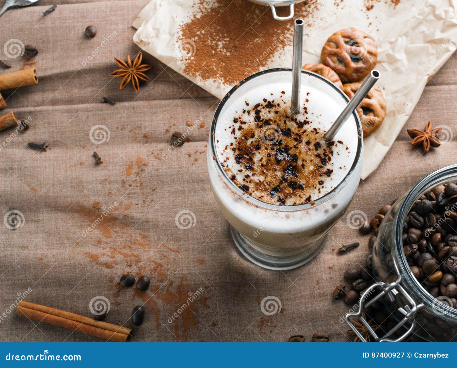 Coffee Latte with Chocolate Sprinkles Stock Image Image of espresso