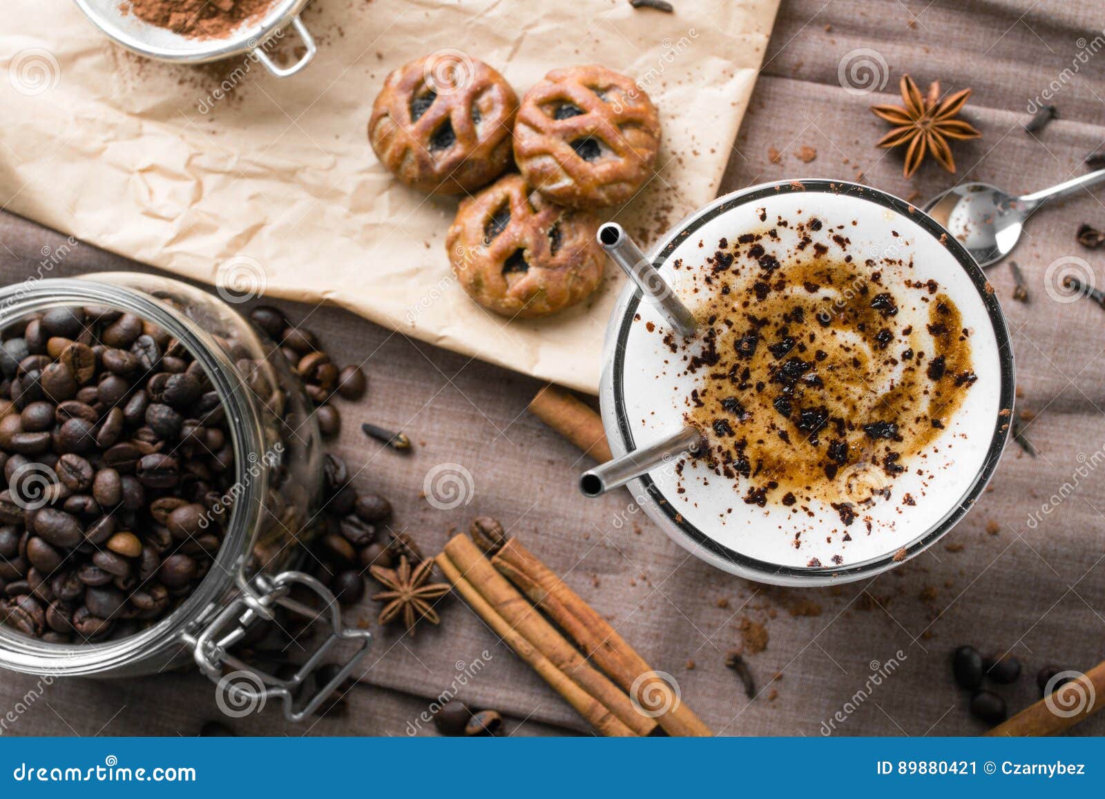 Coffee Latte with Chocolate Sprinkles Stock Image Image of glass