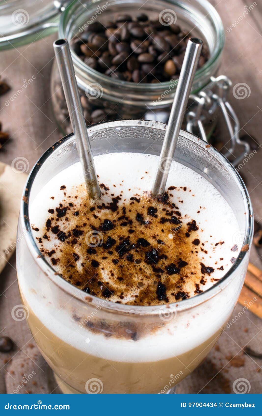 Coffee Latte with Chocolate Sprinkles Stock Photo Image of closeup