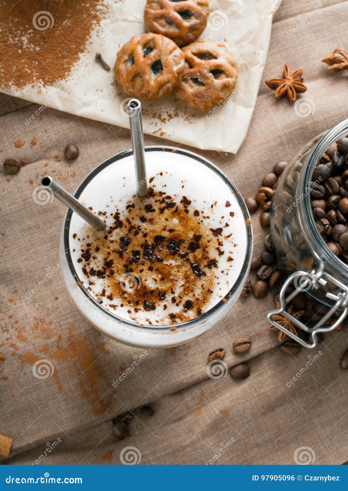 Coffee Latte with Chocolate Sprinkles Stock Photo Image of natural