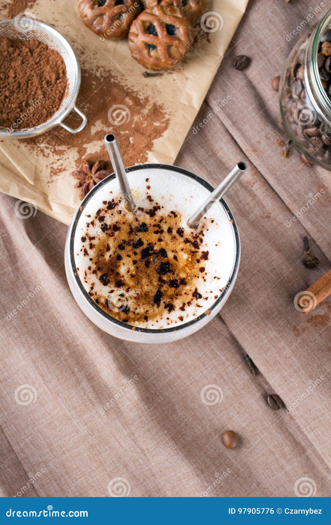 Coffee Latte with Chocolate Sprinkles Stock Photo Image of closeup