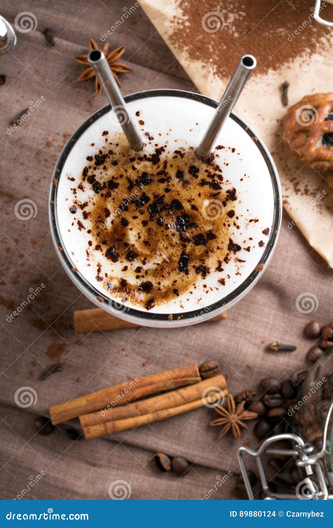 Coffee Latte with Chocolate Sprinkles Stock Photo Image of morning