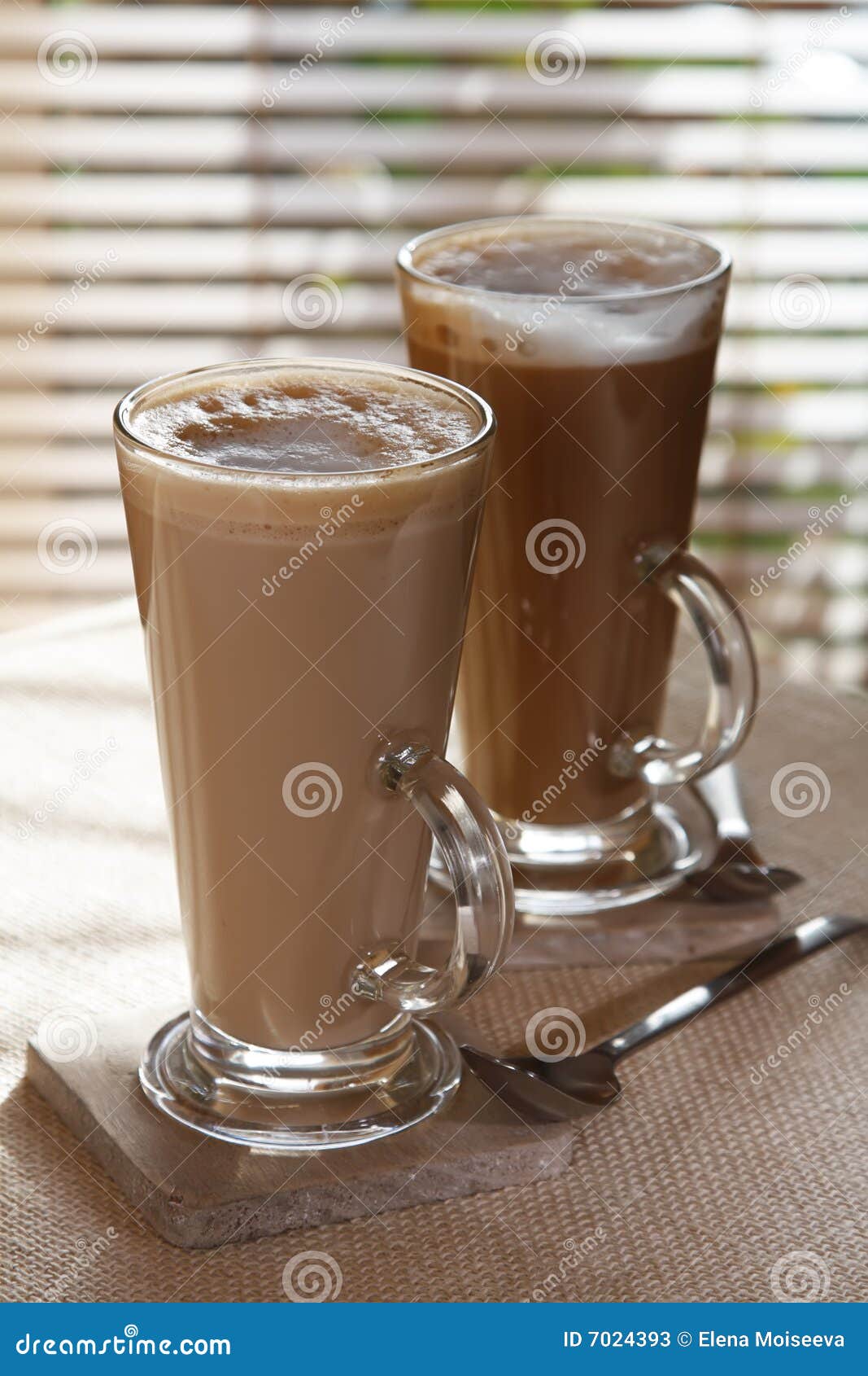 coffee latte macchiato in tall glasses