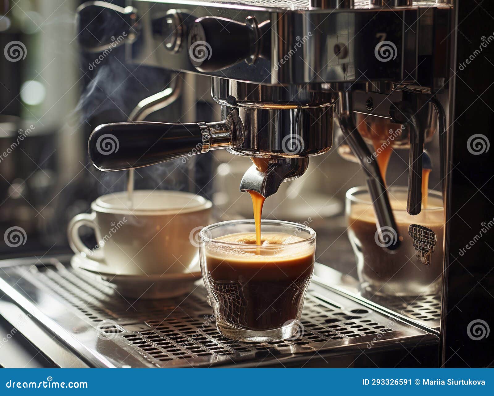 Coffee Machine Brewing a Cup of Coffee Stock Image Image of service