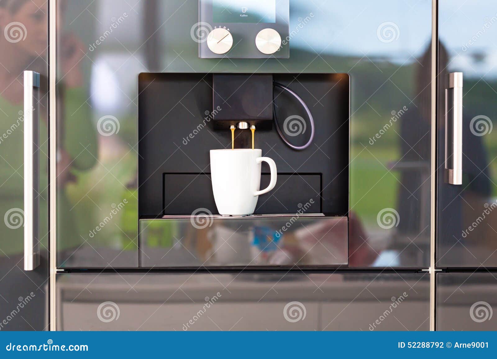 Coffee Machine in Design Domestic Kitchen Stock Photo Image of