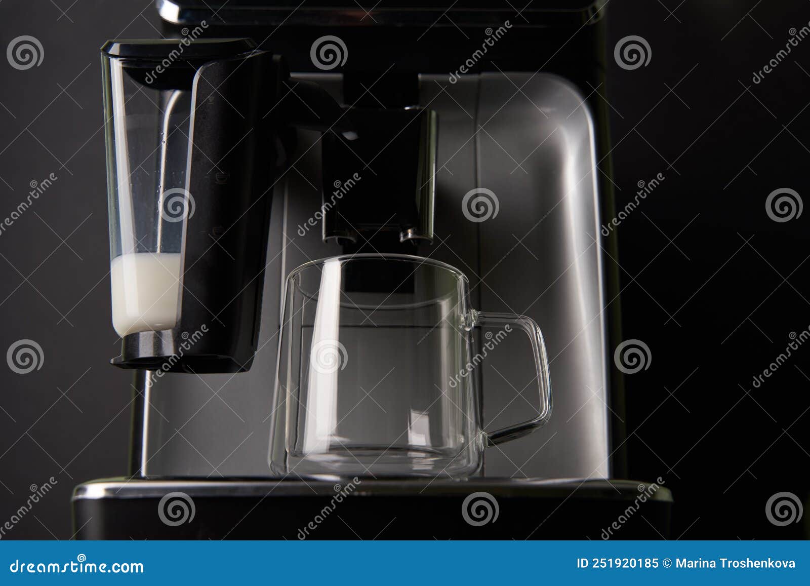 Coffee Machine and Empty Glass Cup. Stock Image Image of brown